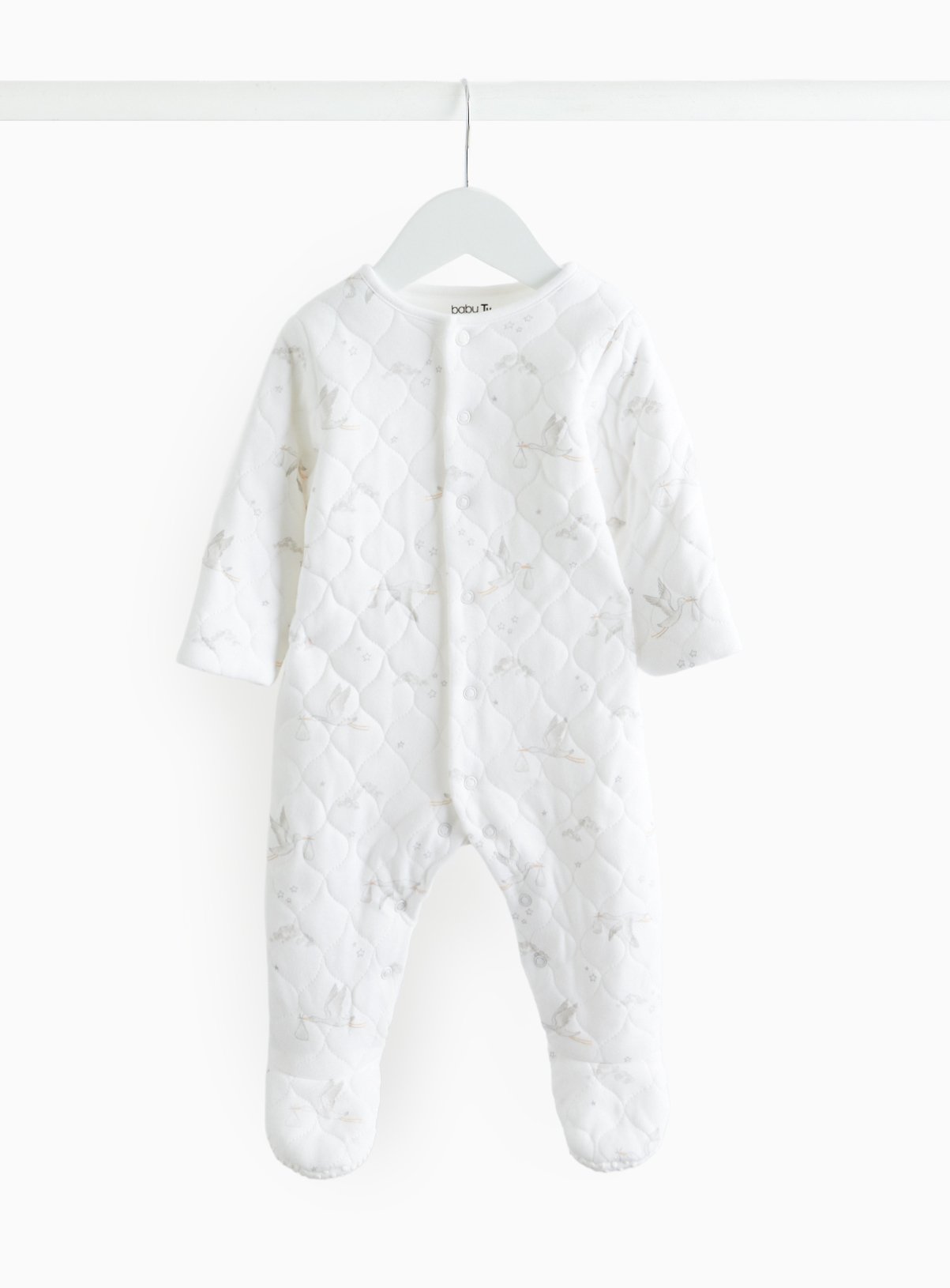 Stork Print Quilted 2.5 Tog Sleepsuit  18-24 months