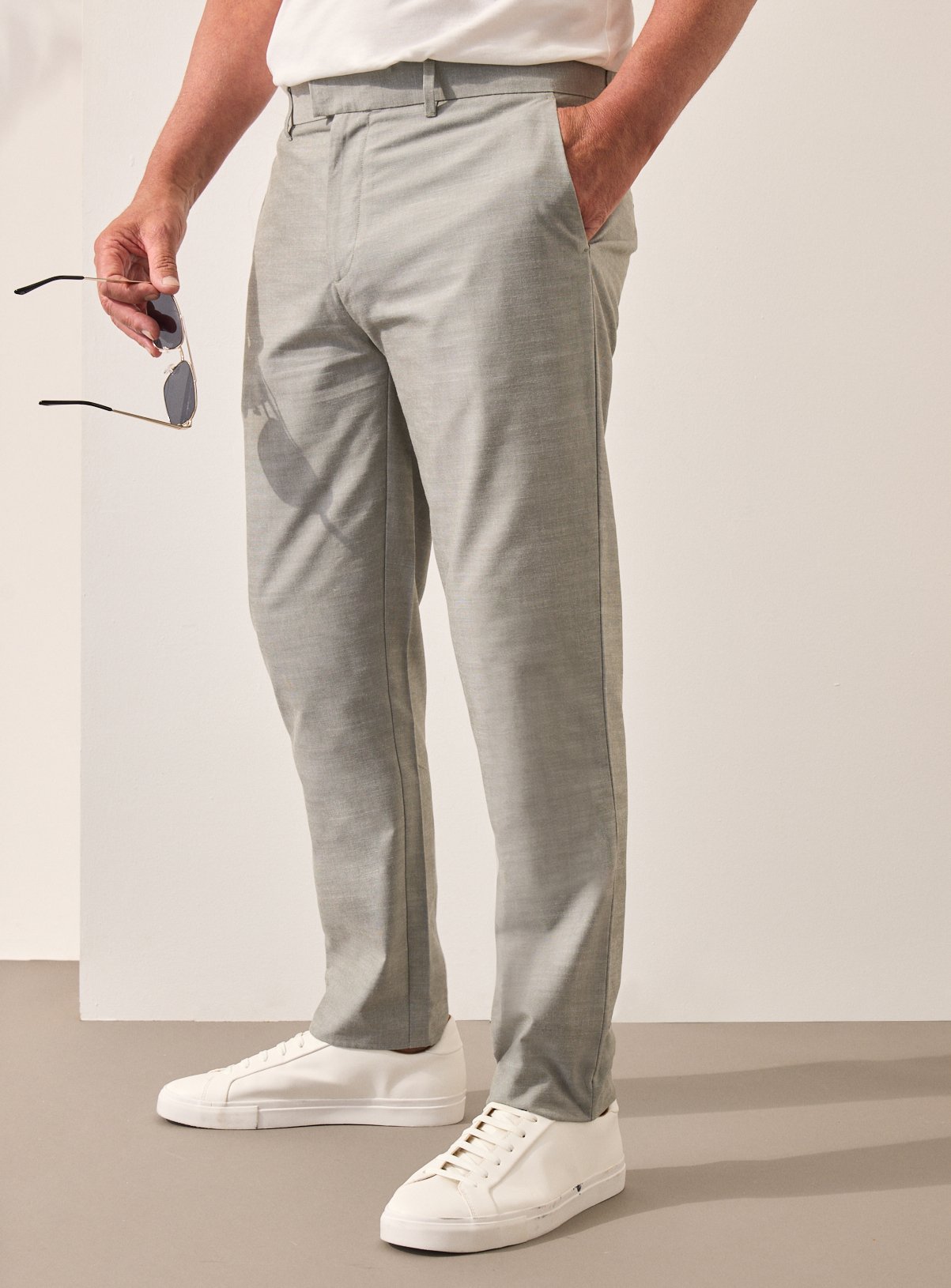 UNION WORKS Pale Green Tailored Trousers  