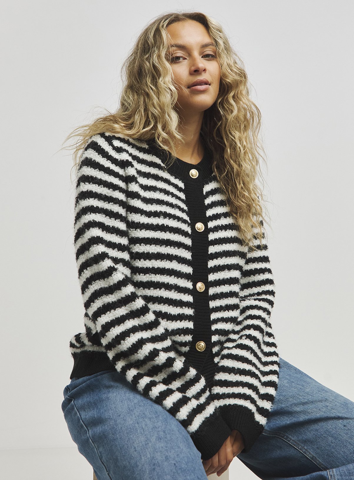 SIMPLY BE Stripe Cardigan 