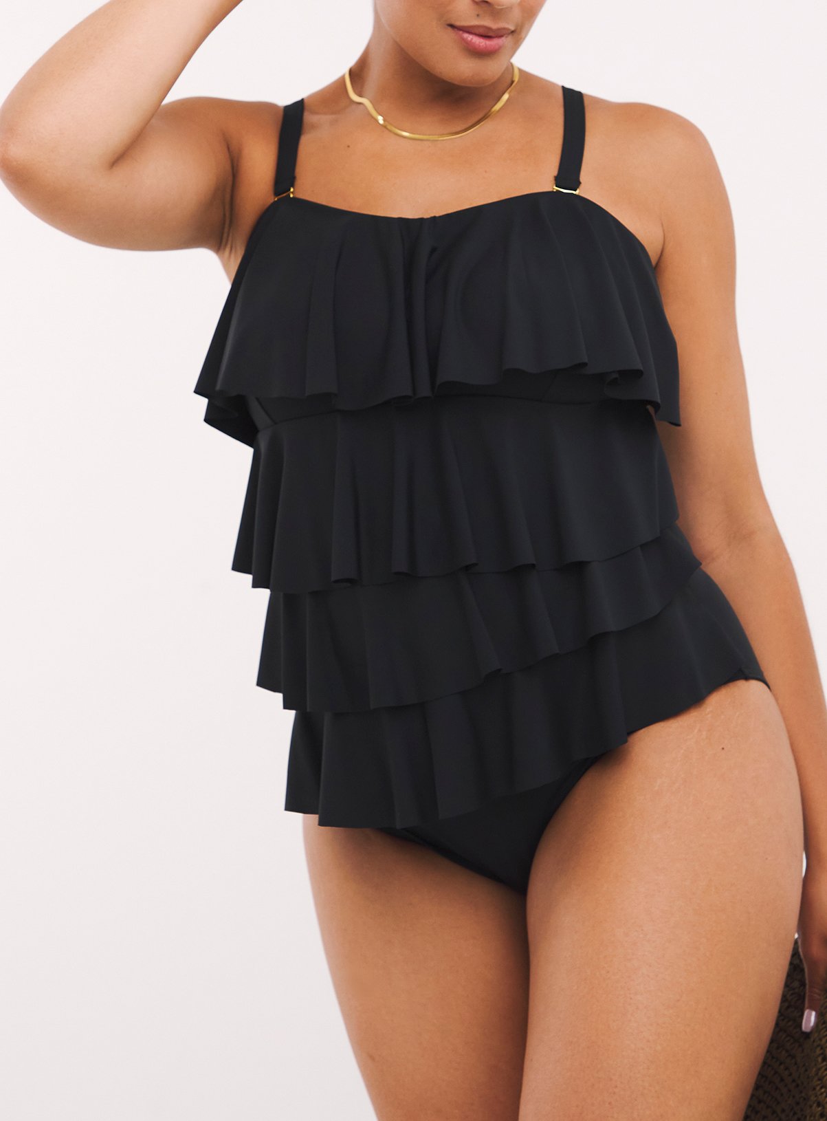 SIMPLY BE Magisculpt Tummy Control Ruffle Bandeau Swimsuit 