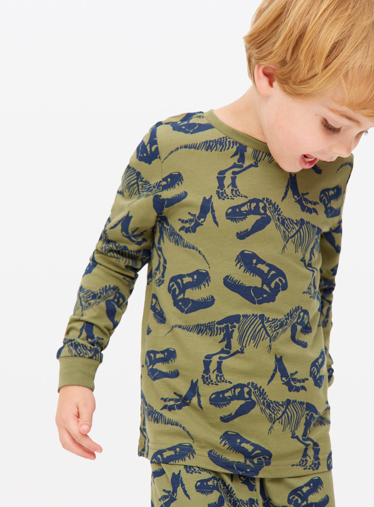 Khaki Dino Printed Pyjama Set