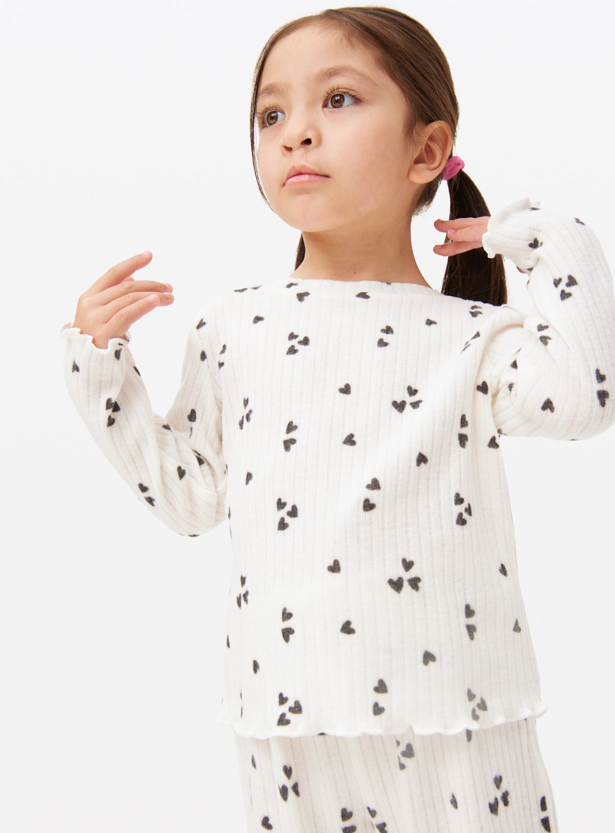 Mono Heart Printed Ribbed Pyjamas 