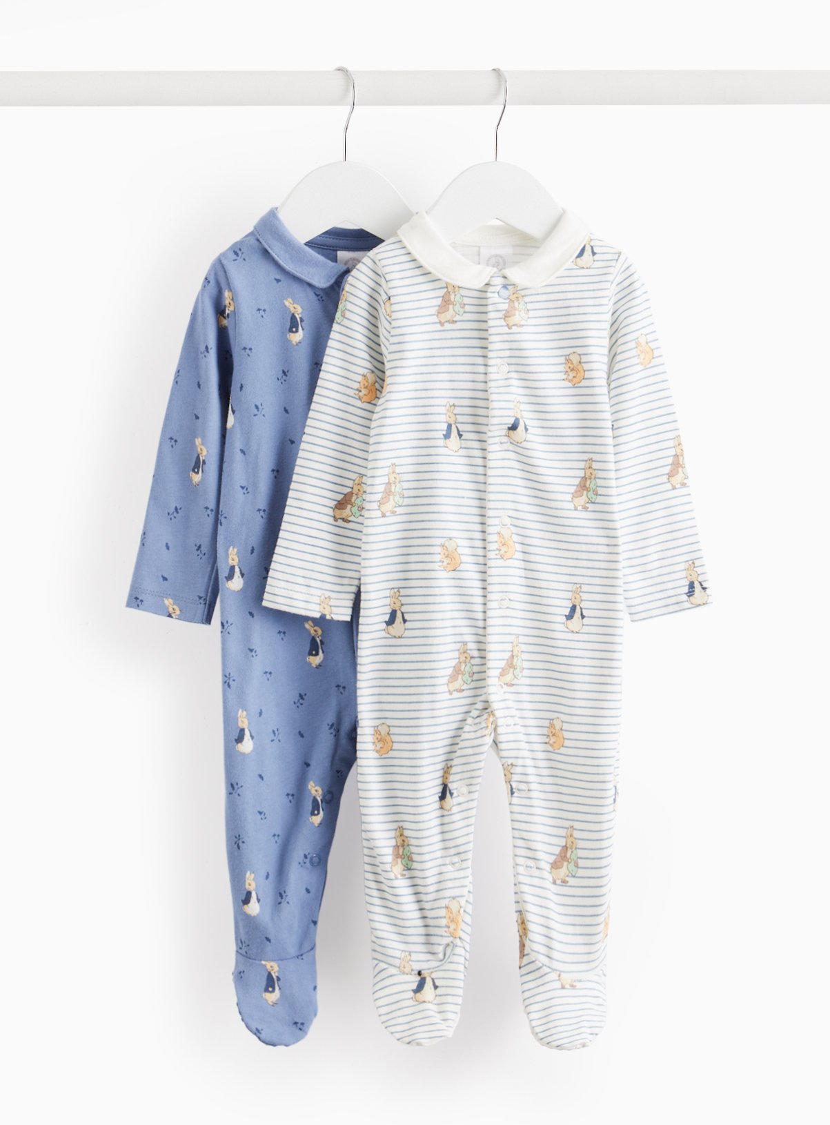 Peter Rabbit Printed Collared Sleepsuits 2 Pack 
