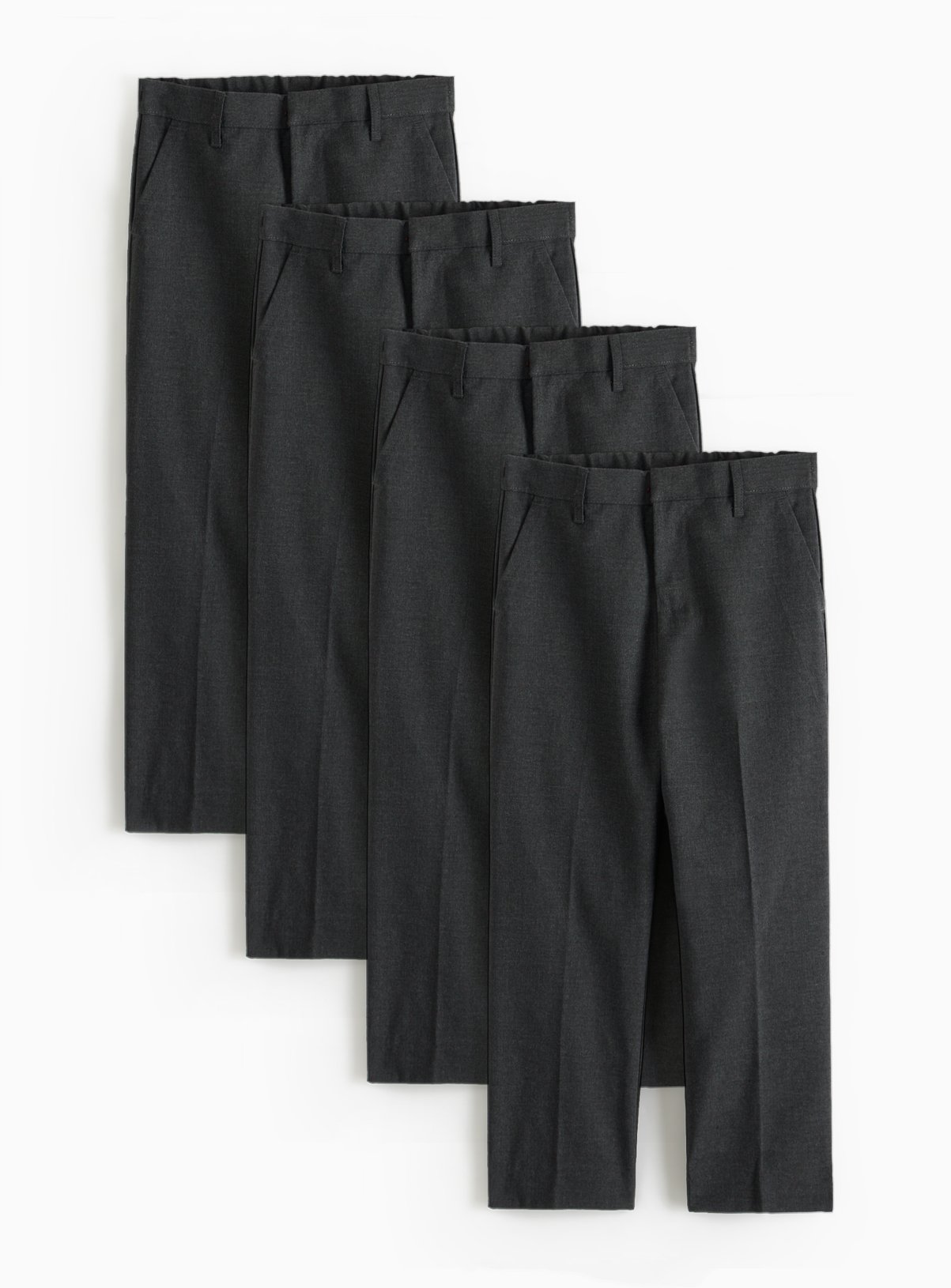 4 Pack Grey Trousers with Reinforced Knees & Extendable Hem Generous Fit 9 years