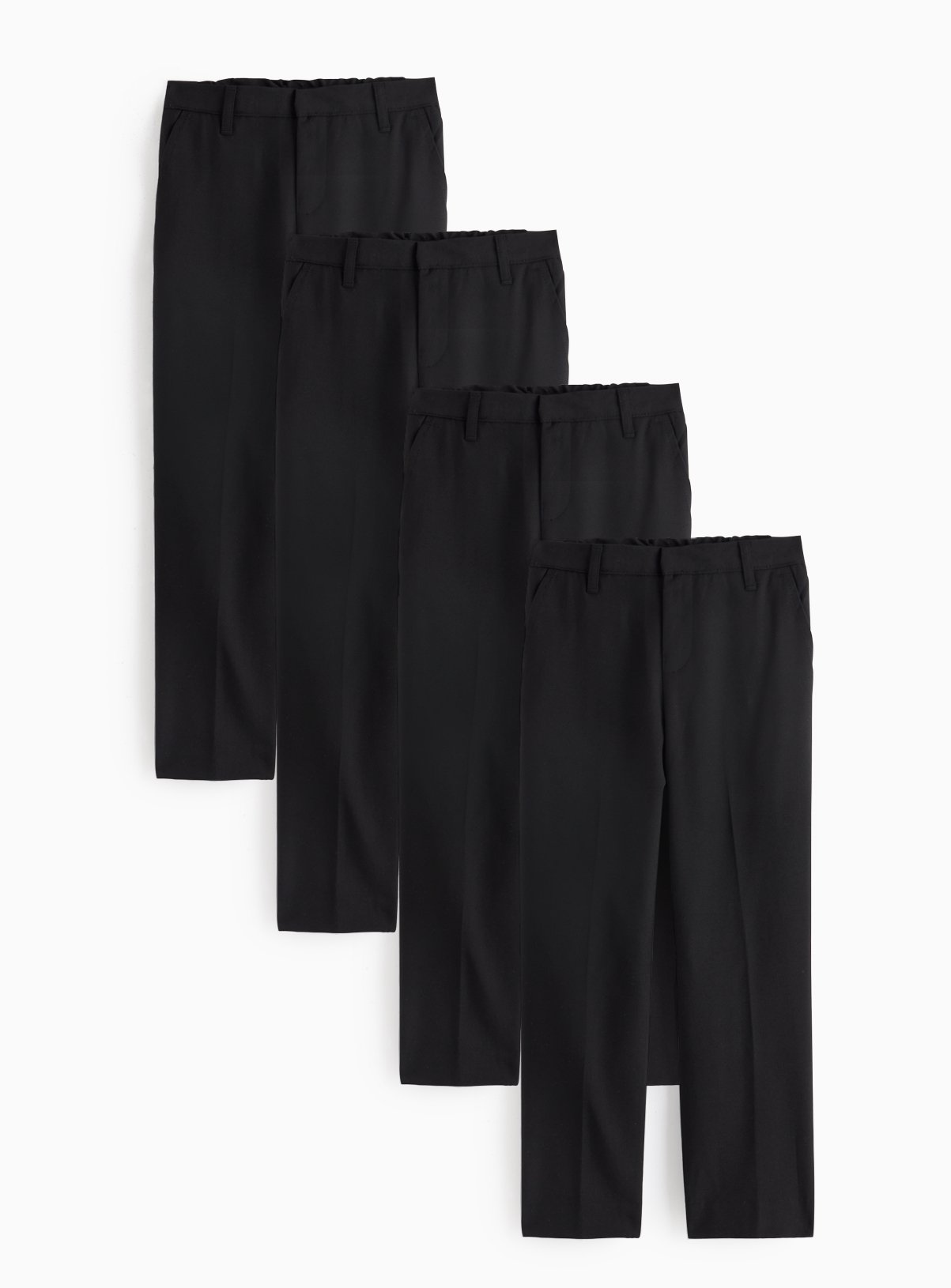 4 Pack Black Skinny Fit Trousers with Reinforced Knees & Extendable Hem Longer Leg 11 years
