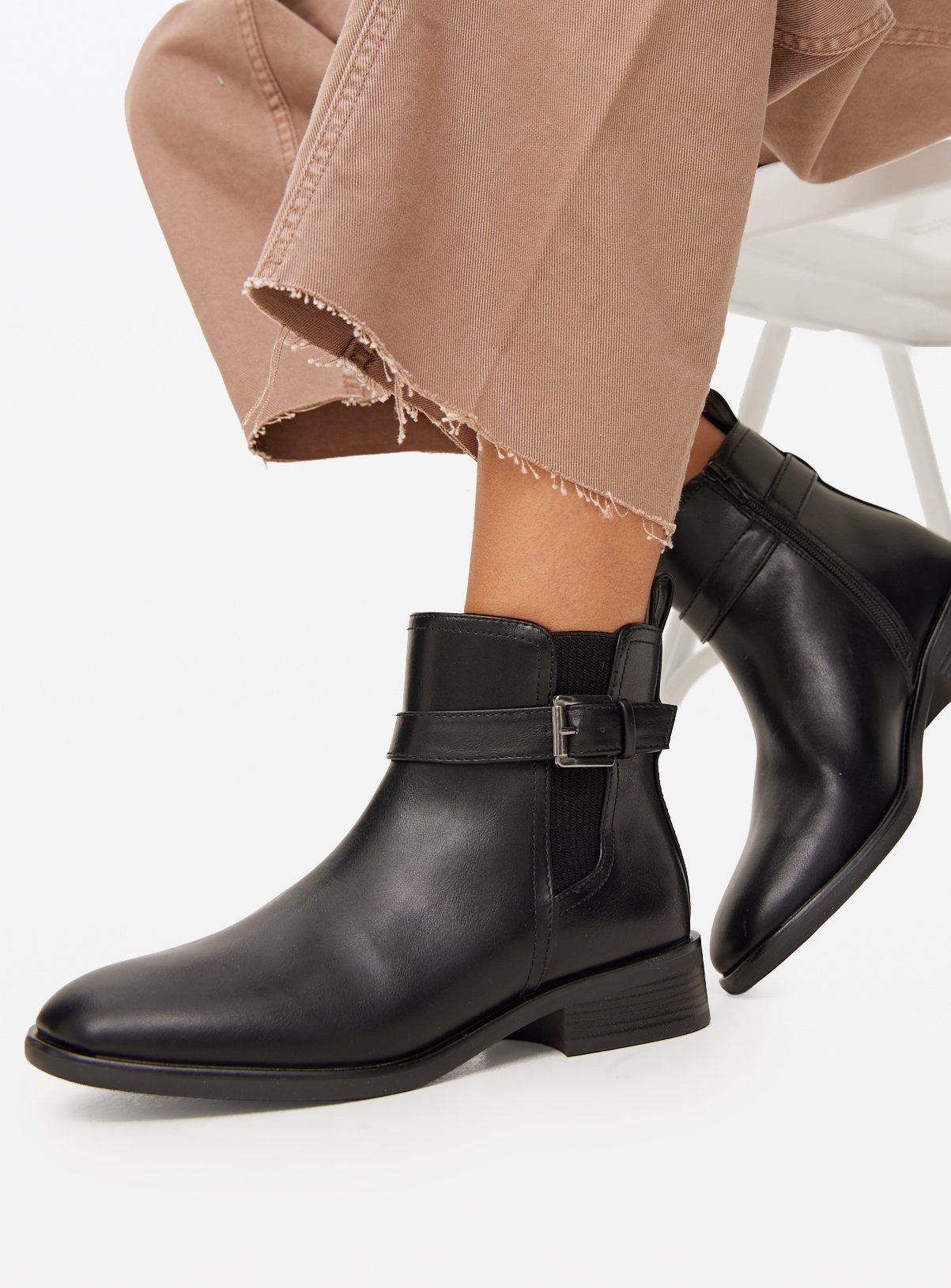 Black Faux Leather Chelsea Boots 