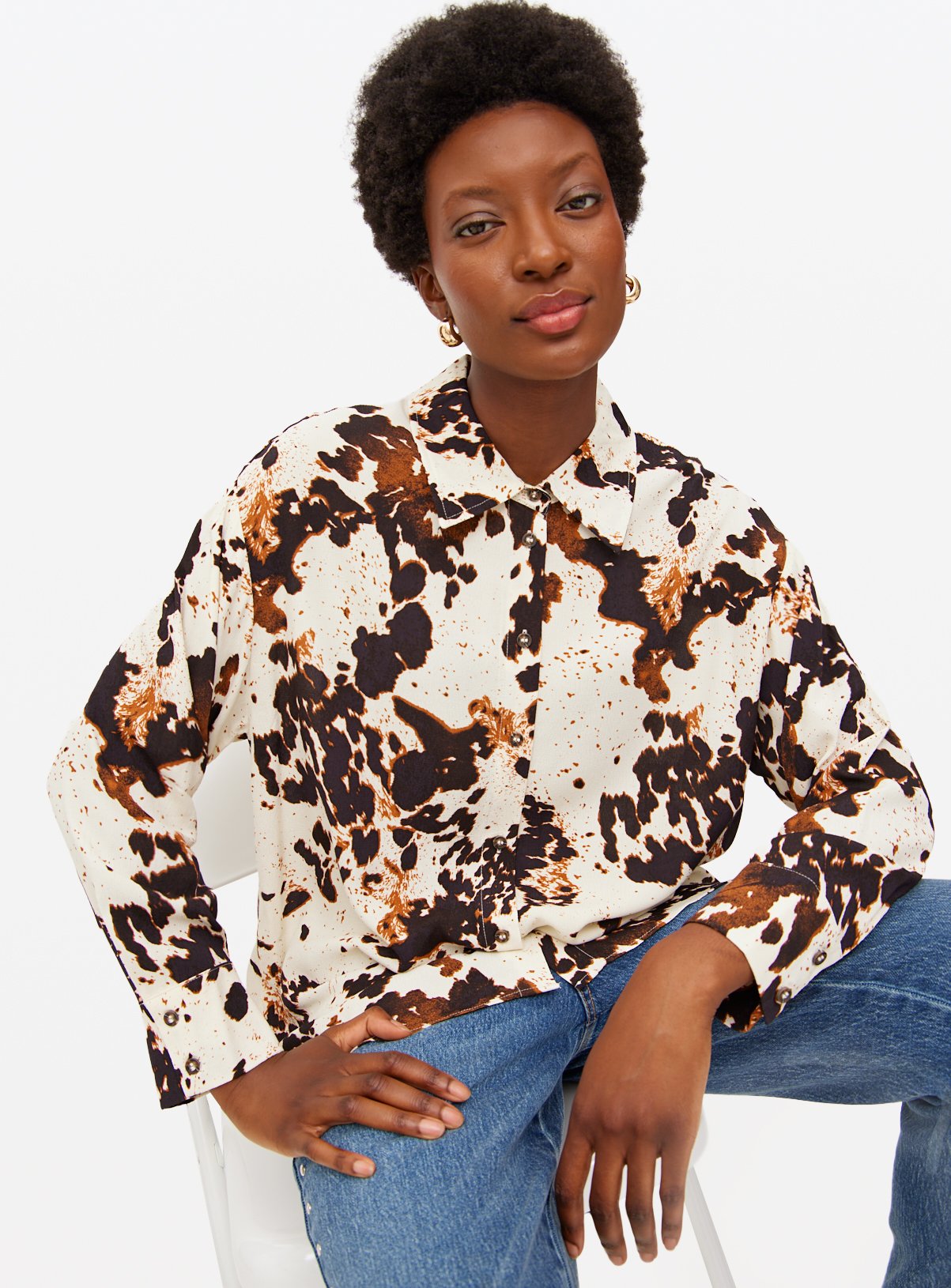 Cow Printed Co-ord Relaxed Shirt 