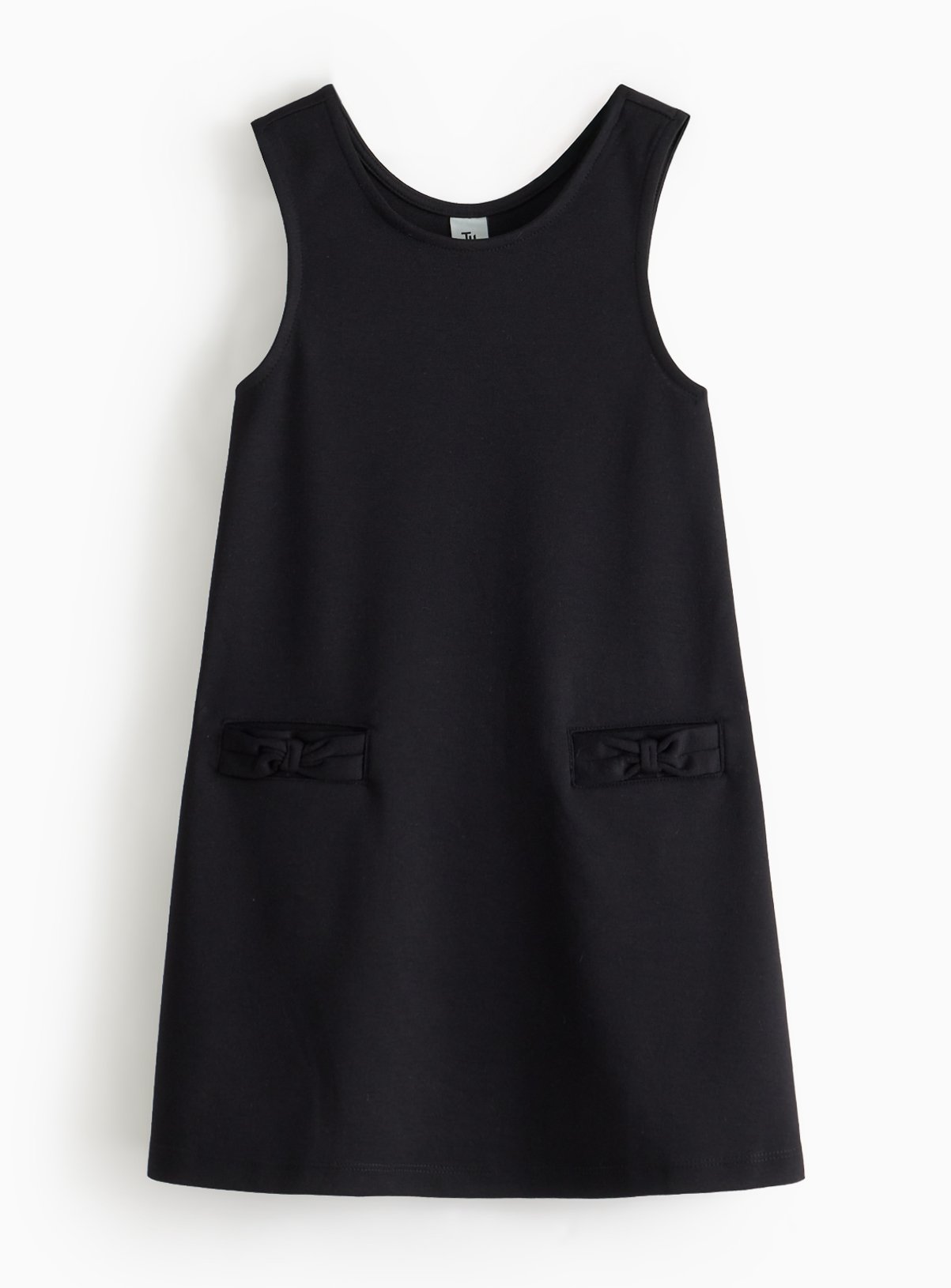 Black Jersey Pinafore with Bow Pocket Detail 6 years