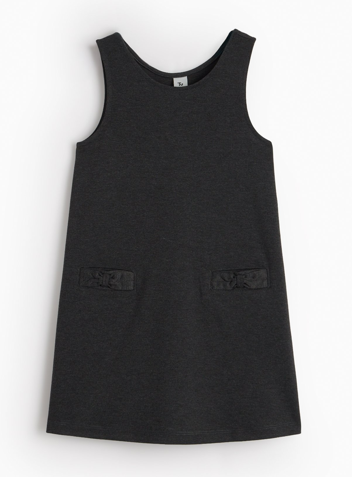 Grey Jersey Pinafore with Bow Pocket Detail 10 years