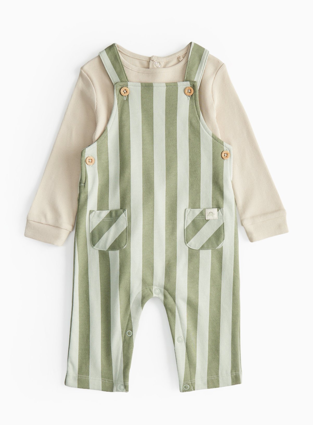 Jurassic Green Stripe Dungaree Set