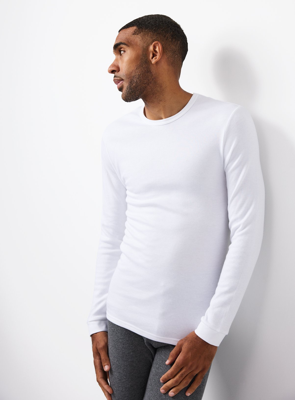White Maximum Warmth Thermal Ribbed Top