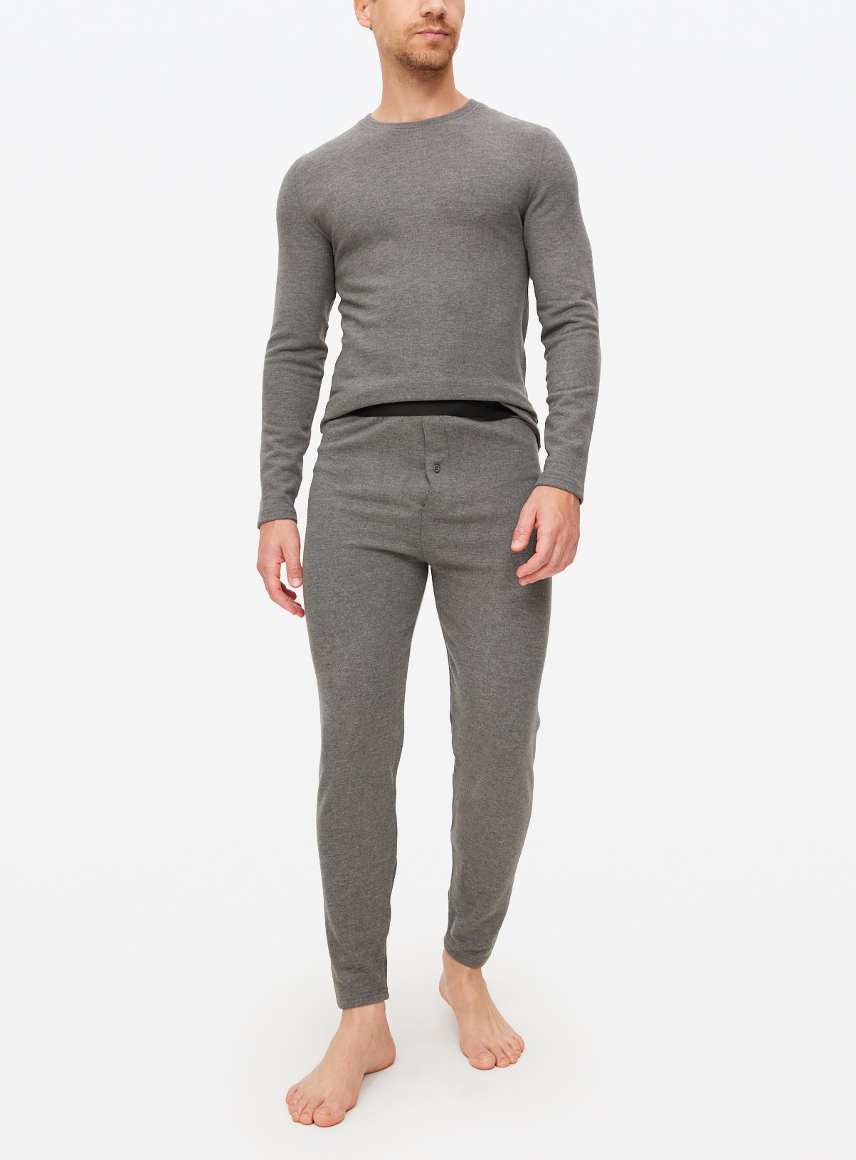 Grey Maximum-Warmth Fleece Long Thermal Pants