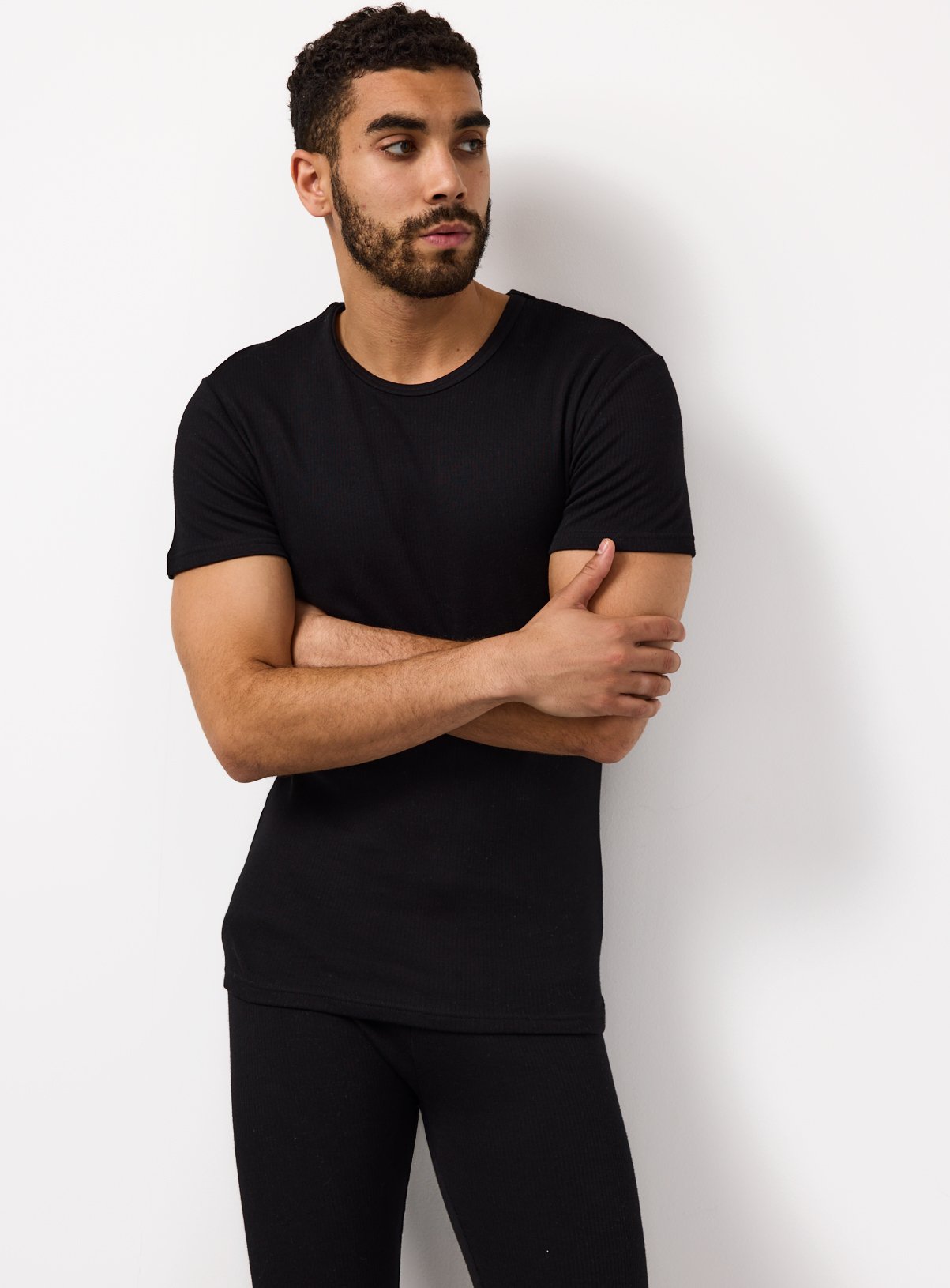 Black Maximum Warmth Thermal Ribbed T-Shirt 