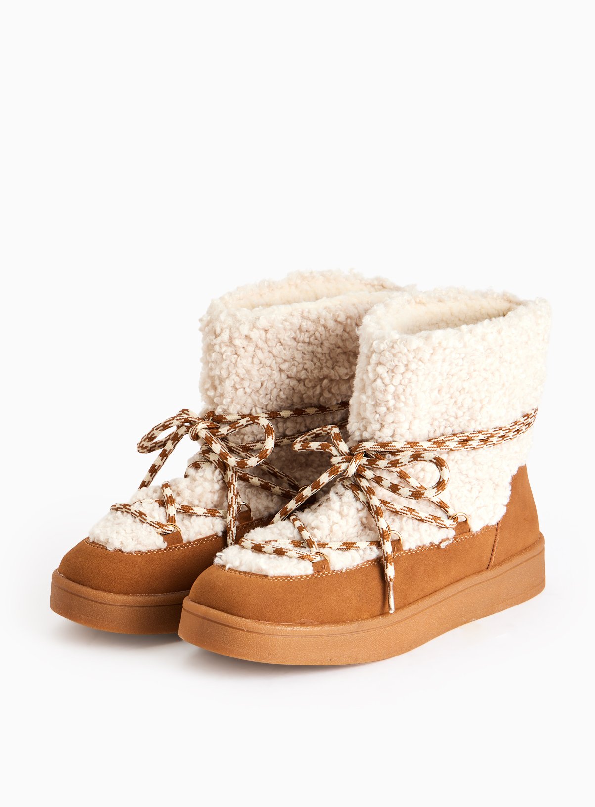 Borg Lace Detail Ankle Boots 