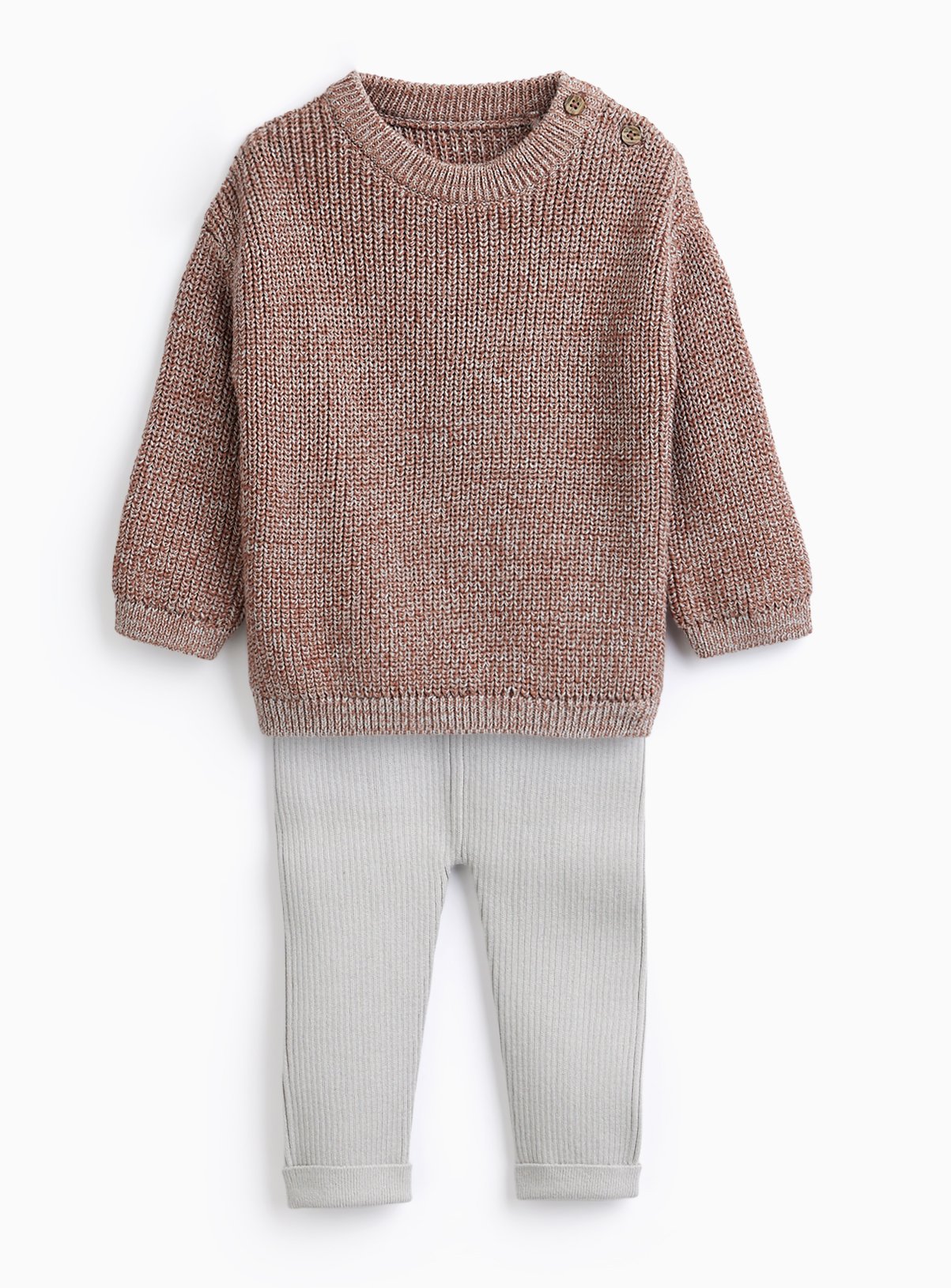 Brown Knitted Jumper & Leggings Set 