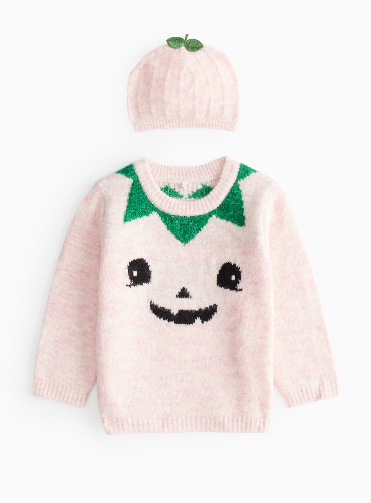 Halloween Pink Pumpkin Knitted Jumper & Hat 9-12 months