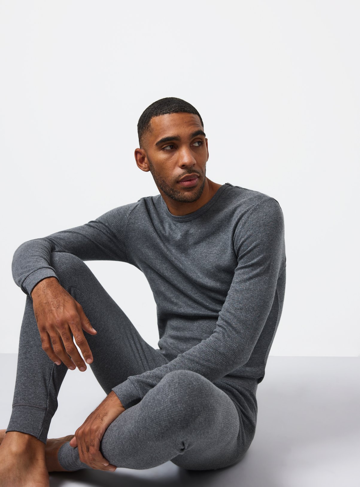 Grey Maximum Warmth Thermal Ribbed Set L