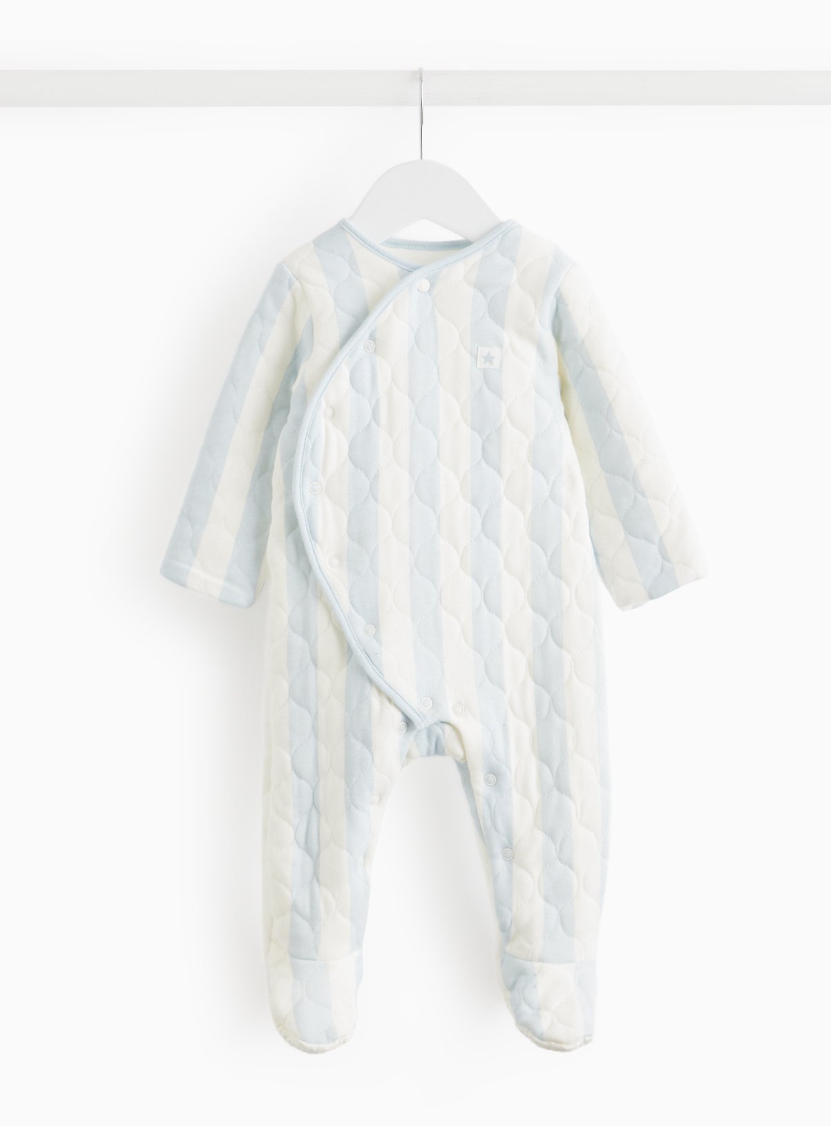 Blue Stripe Print Quilted 2.5 Tog Sleepsuit  