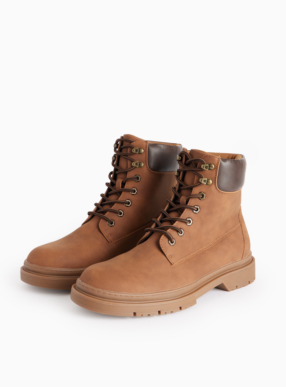 Chestnut Faux Suede Lace Up Boots 