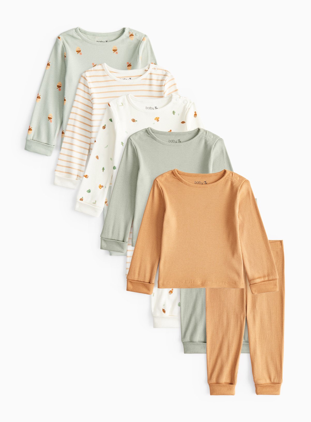 Printed Ribbed Pyjama Sets 5 Pack 9-12 months