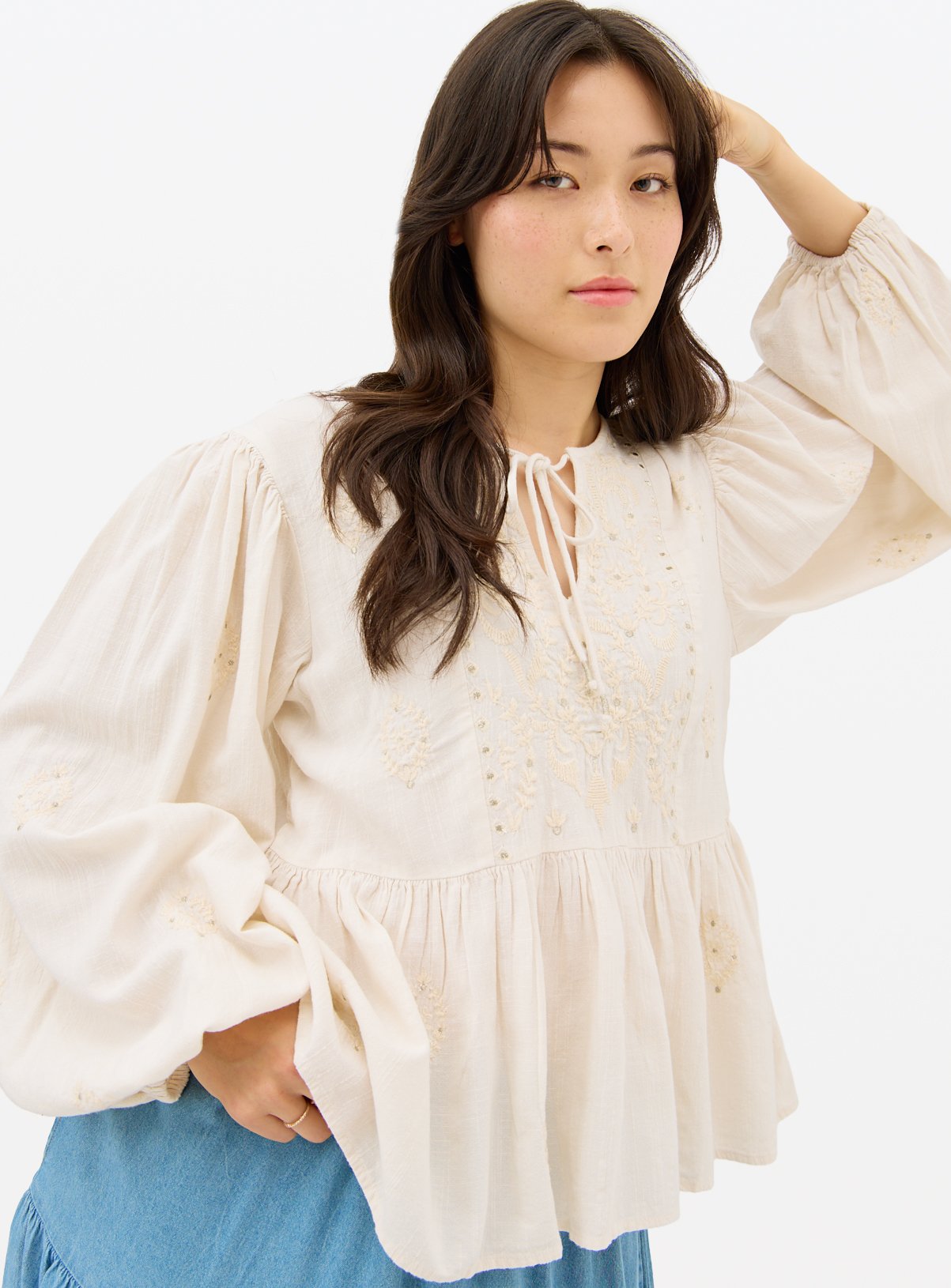 Cream Embroidered Boho Blouse  20