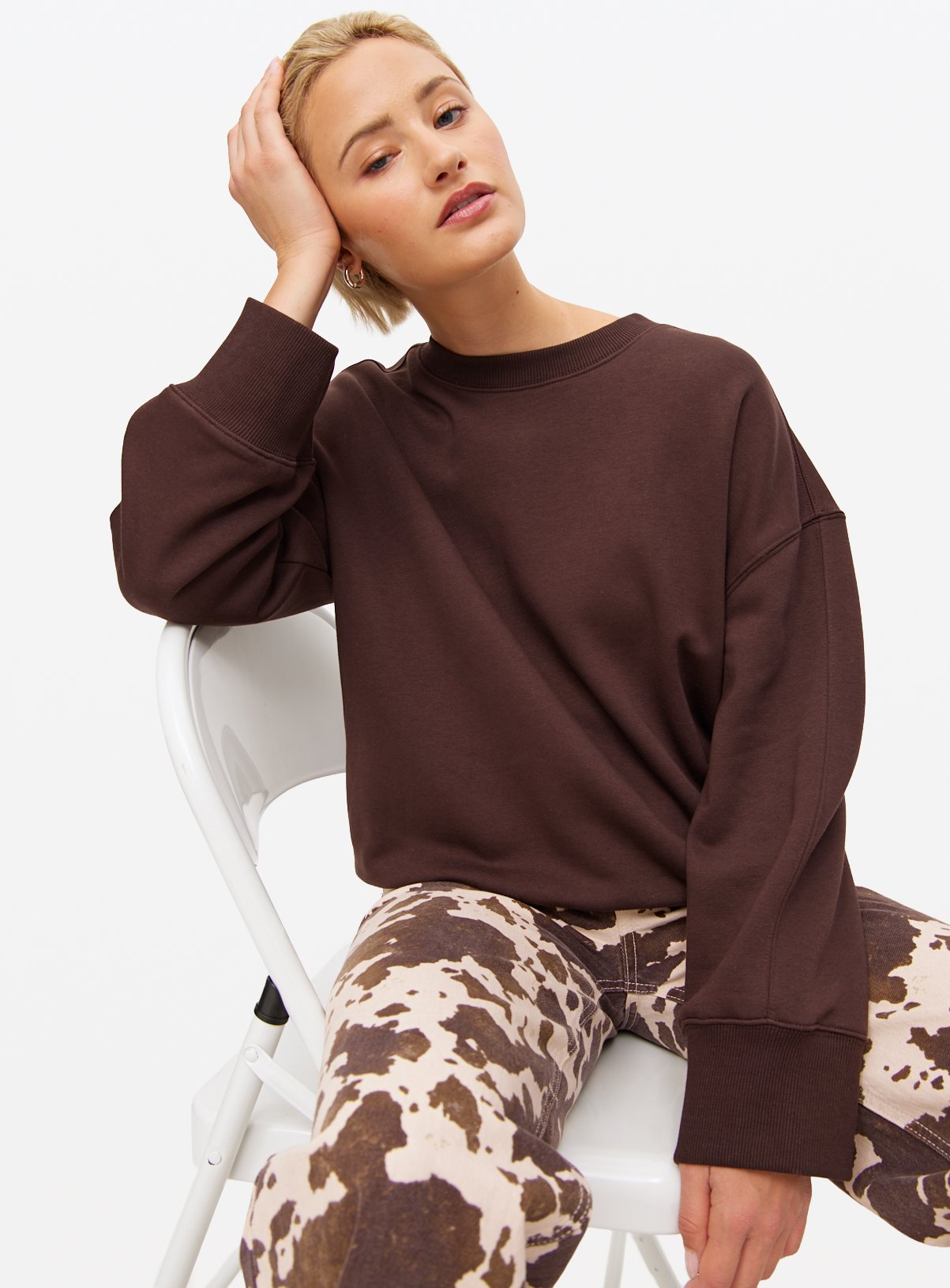 Brown Volume Sleeve Sweatshirt M