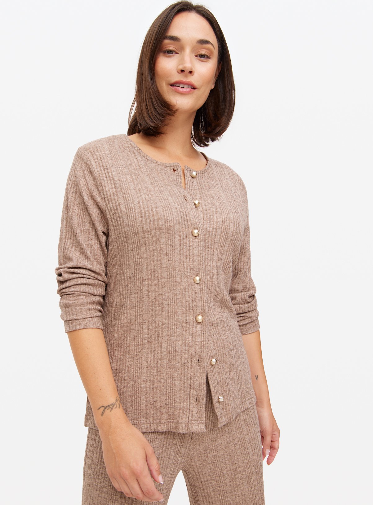 Ribbed Button Co-ord Cardigan 