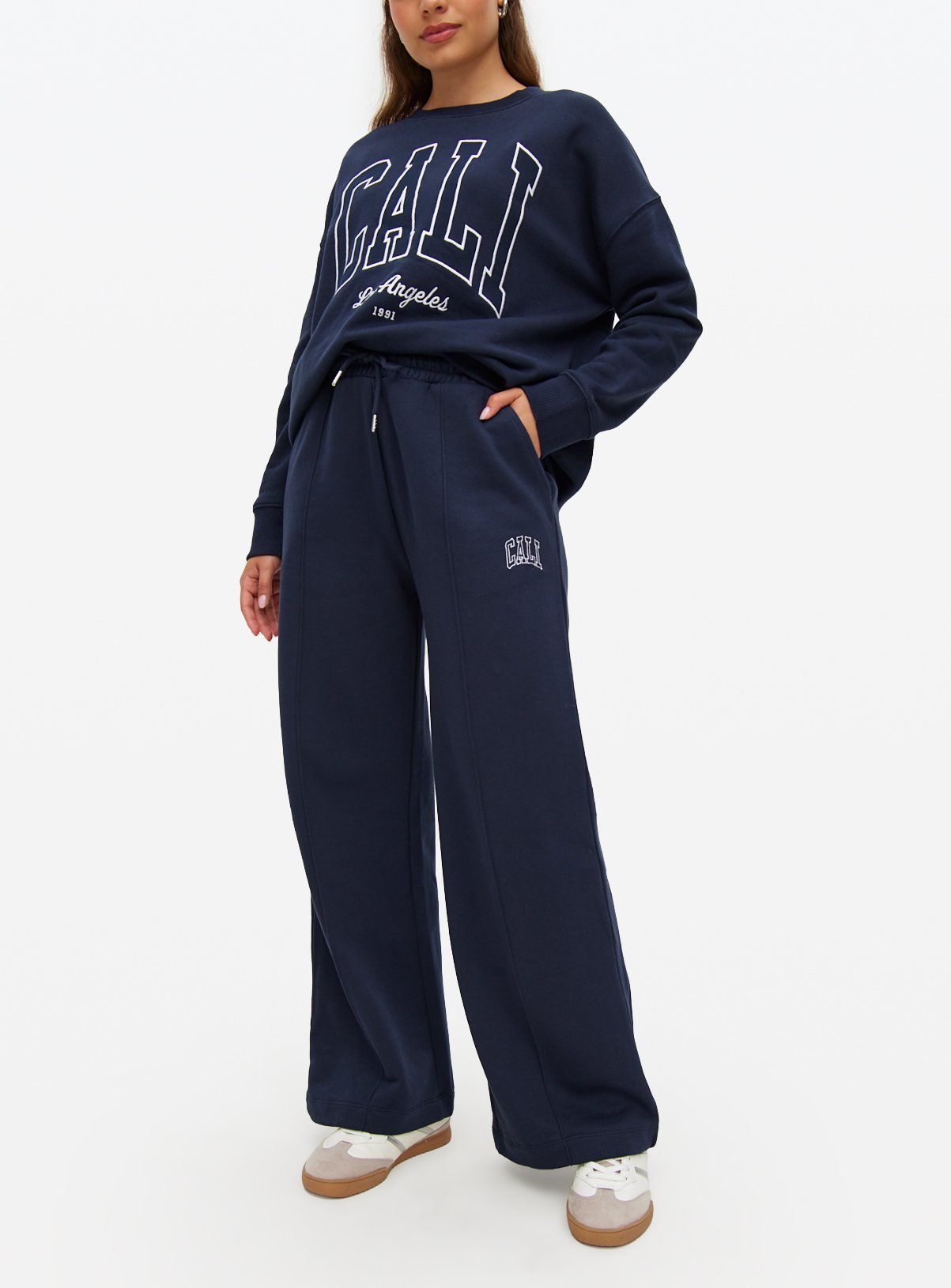 Navy Wide Leg Joggers