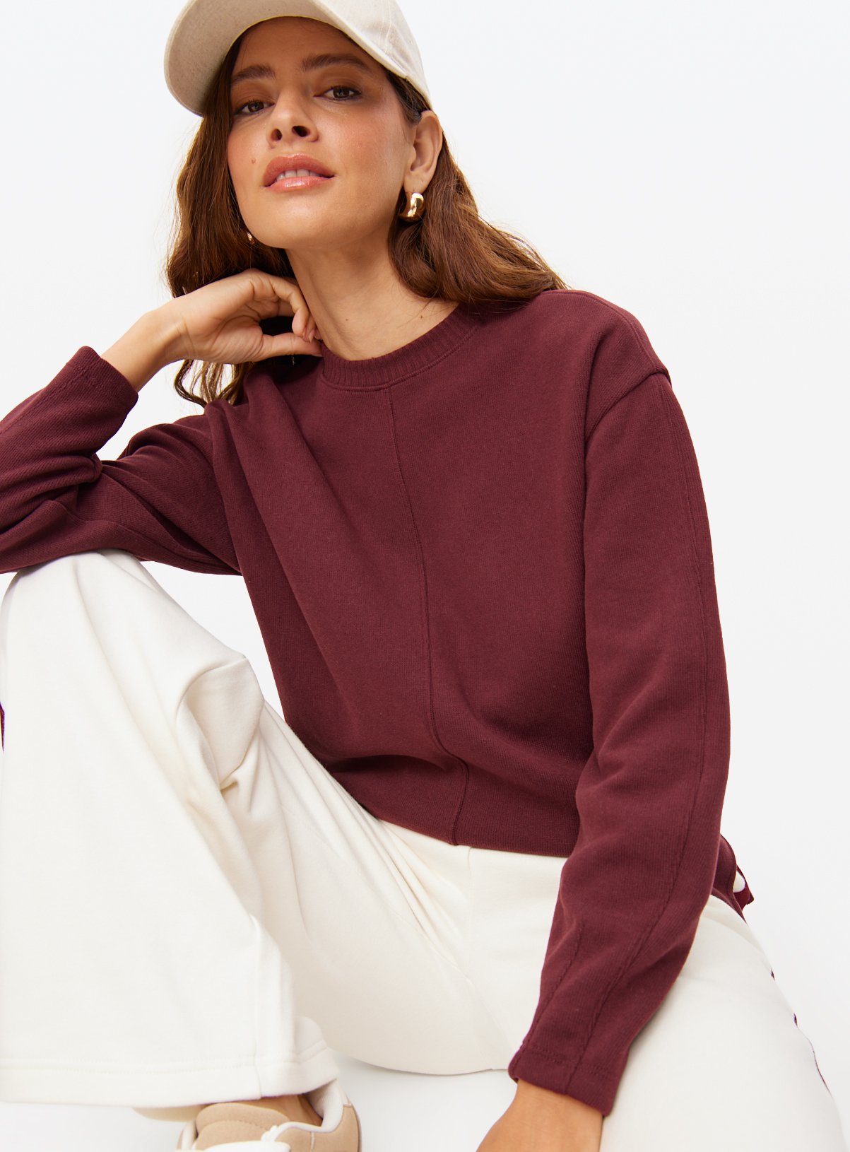 Burgundy Soft Touch Co-ord Crew neck Jumper