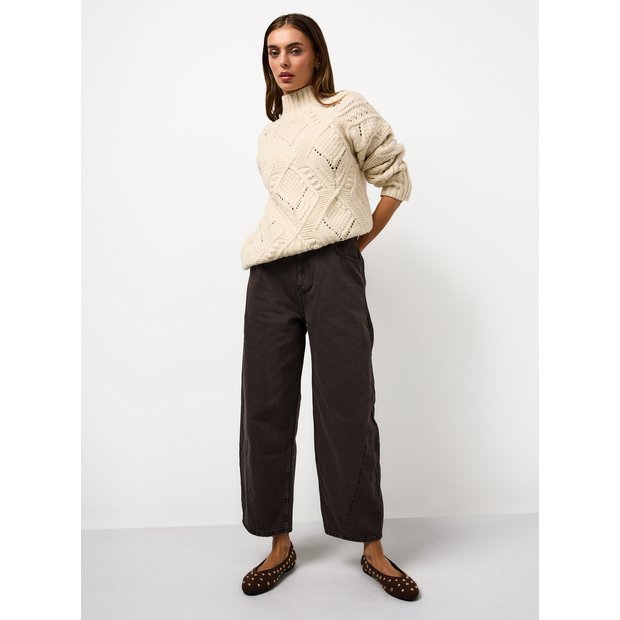 Buy Dark Brown Relaxed Barrel Leg Denim Jeans 16R | Jeans | Tu