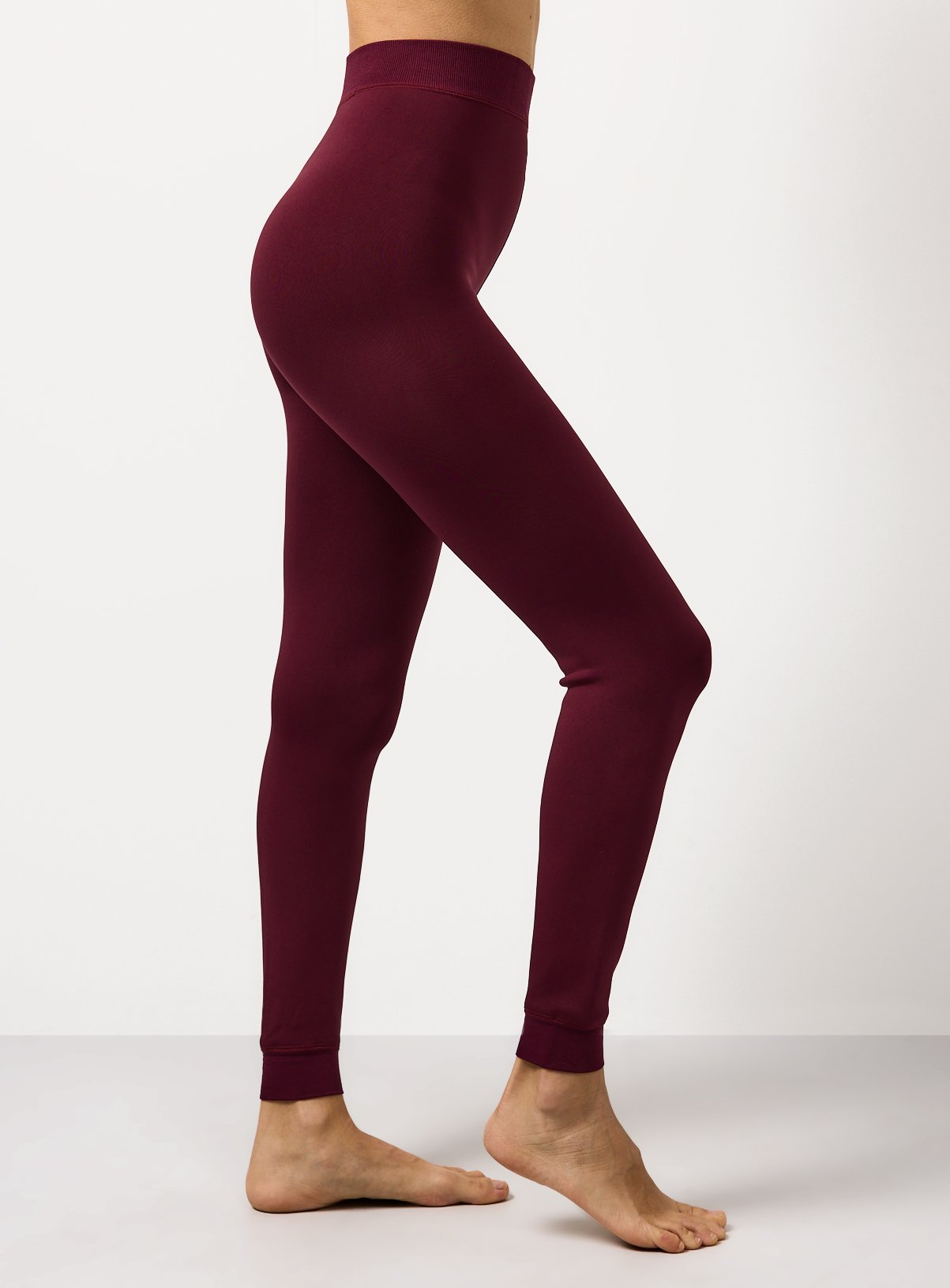 Plum Fur Lined Thermal Leggings  