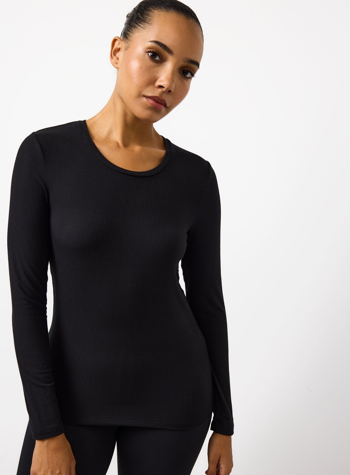 Black Thermal Medium Warmth Ribbed Top XL