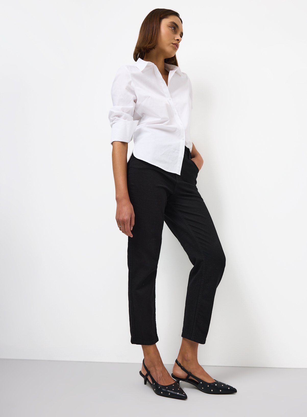 Black Denim Relaxed Straight Leg Jeans 
