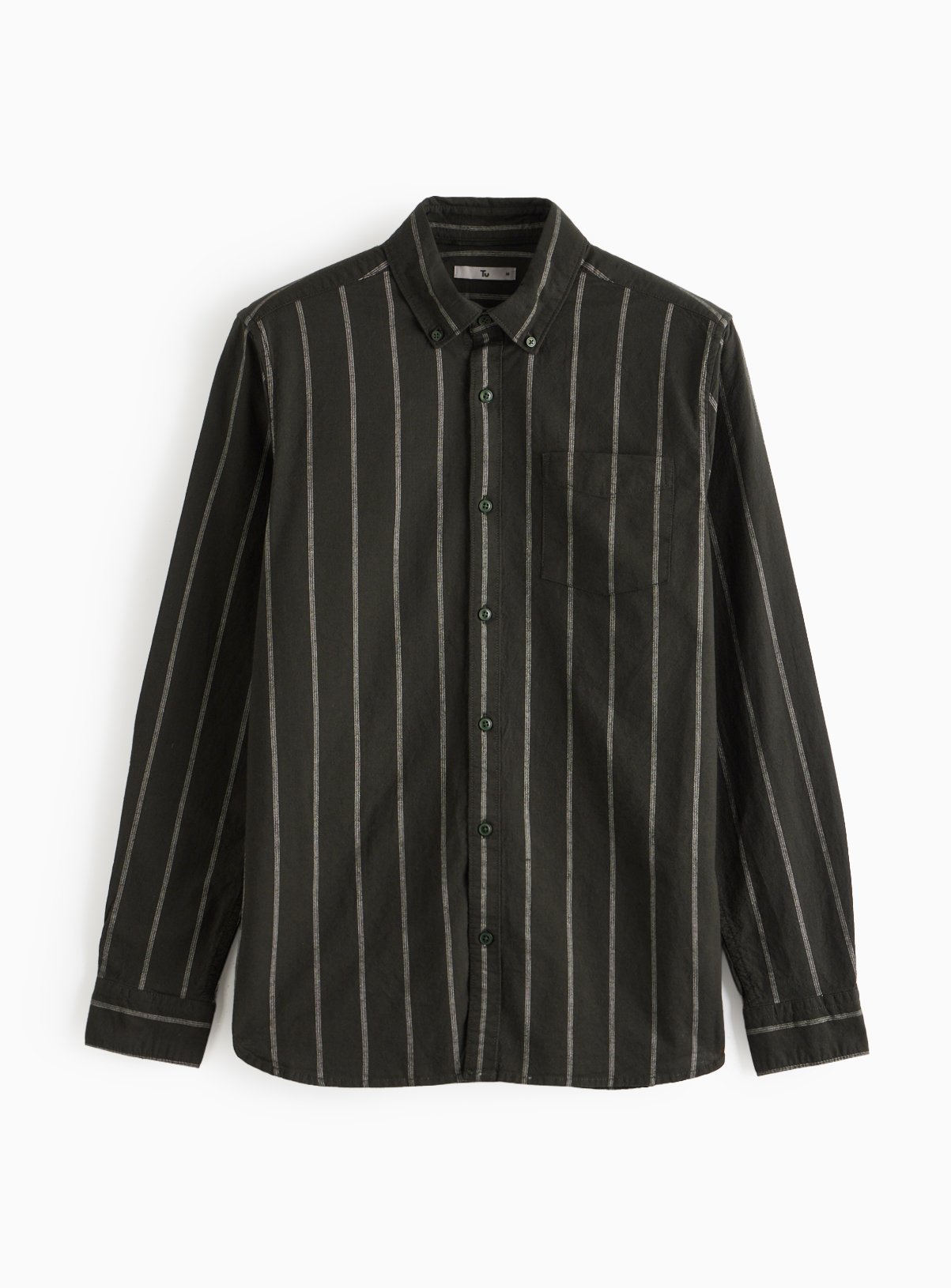 Khaki Stripe Long Sleeve Slim Fit Oxford Shirt 