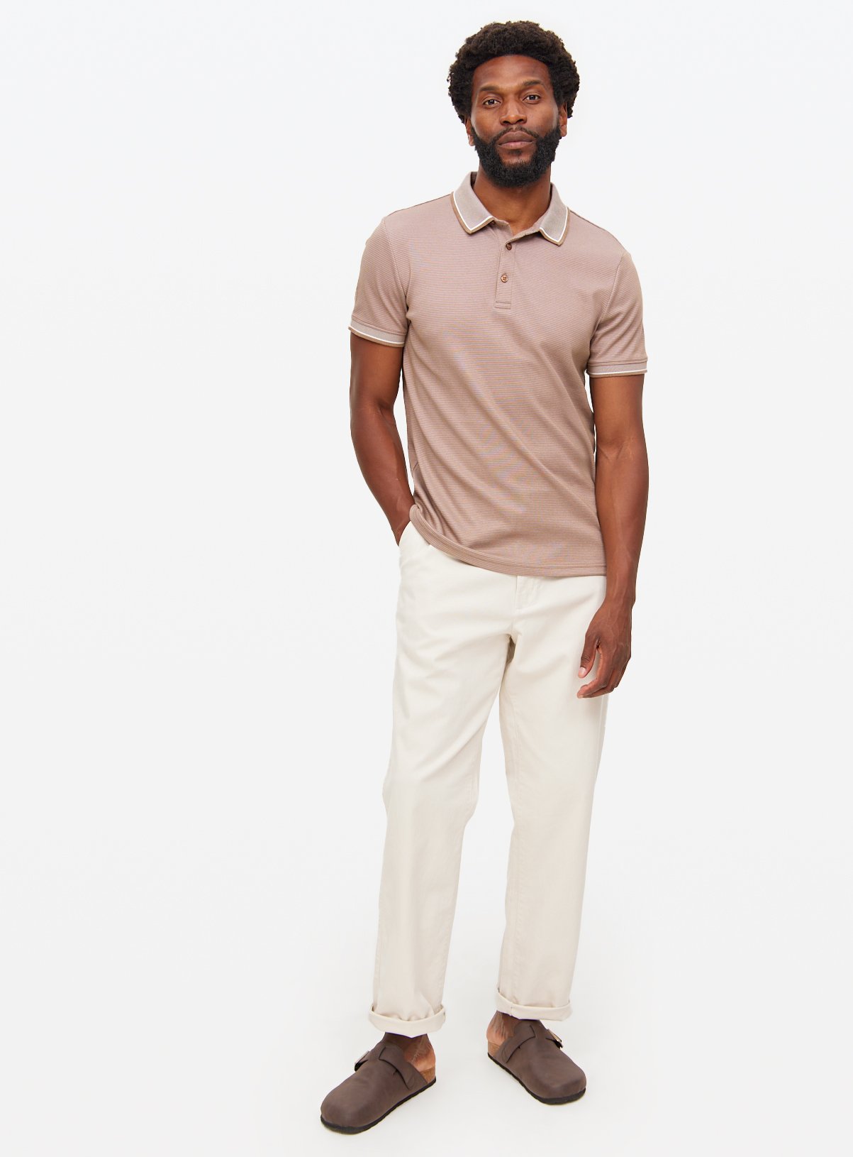 Stone Two Tone Polo Shirt M
