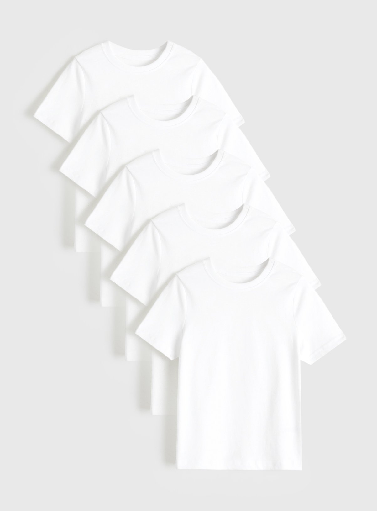 5 Pack Unisex White Crew Neck T-Shirts 