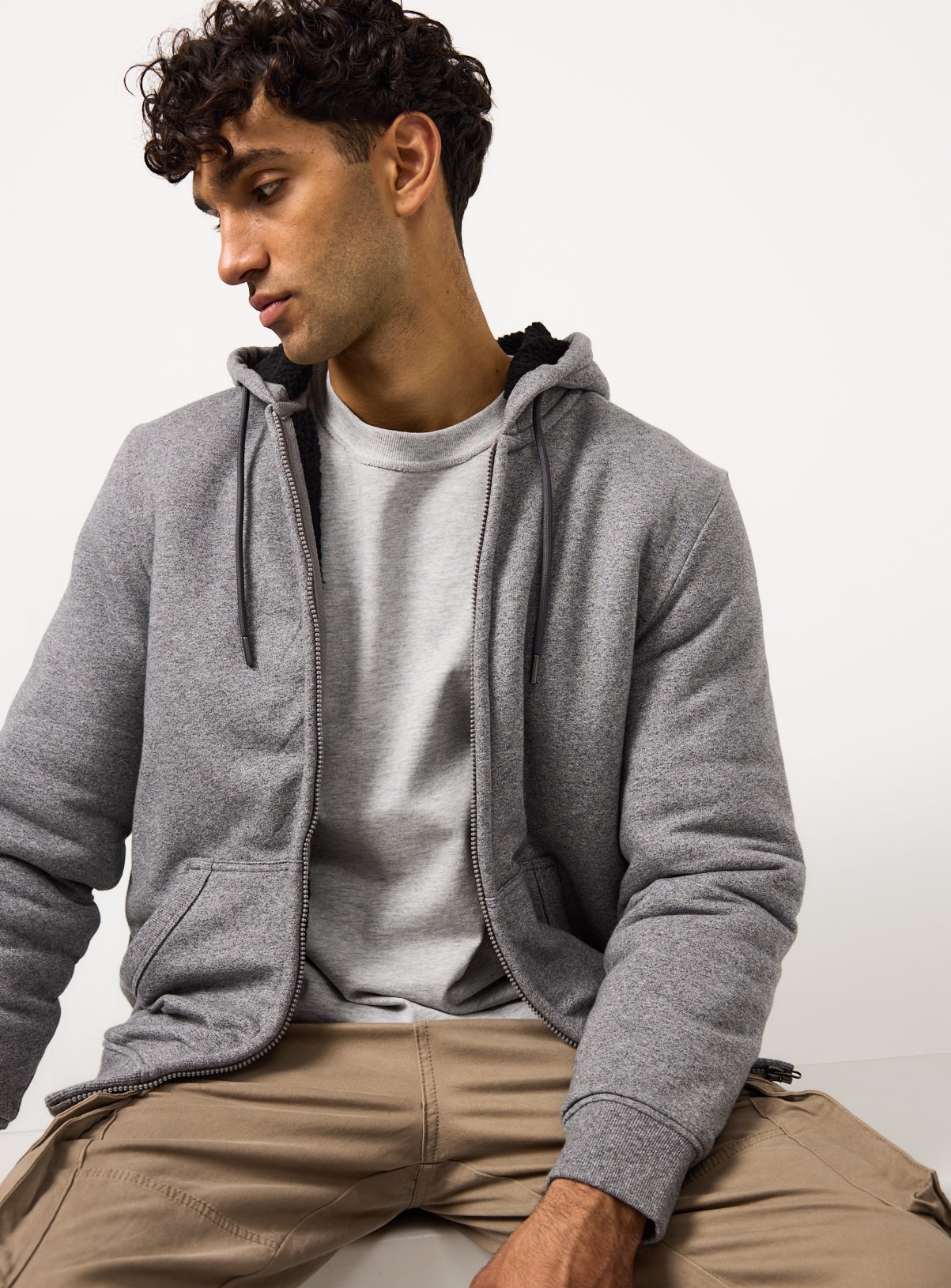 Borg Lined Zip Through Hoodie 