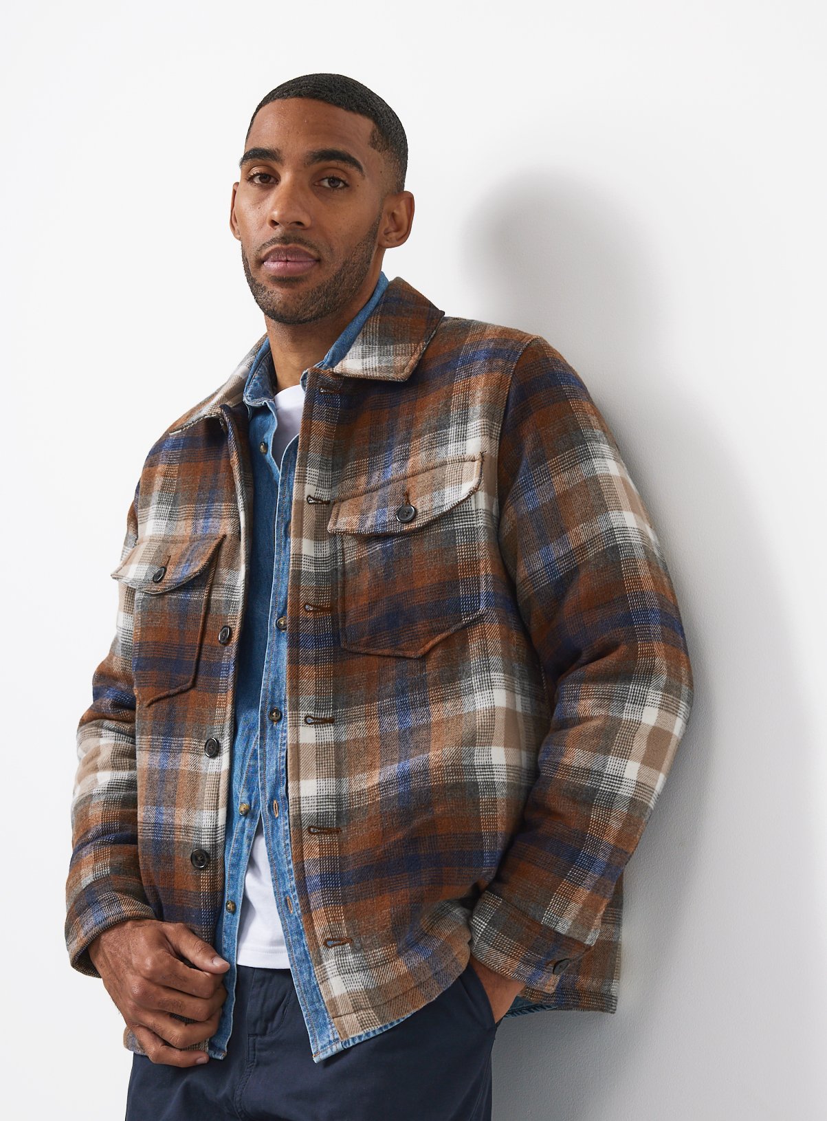 Brown Check Fleece Lined Shacket