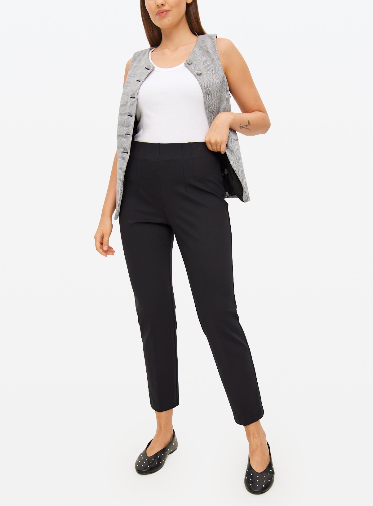 Black Tapered Ponte Trousers  12S