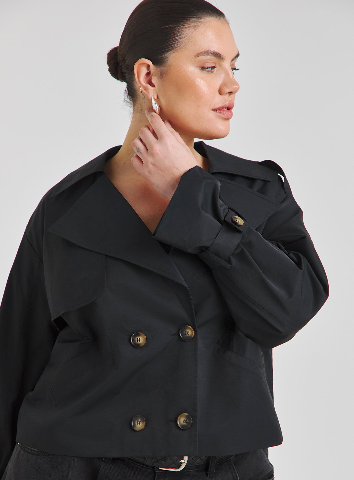 SIMPLY BE Cropped Trench Coat 