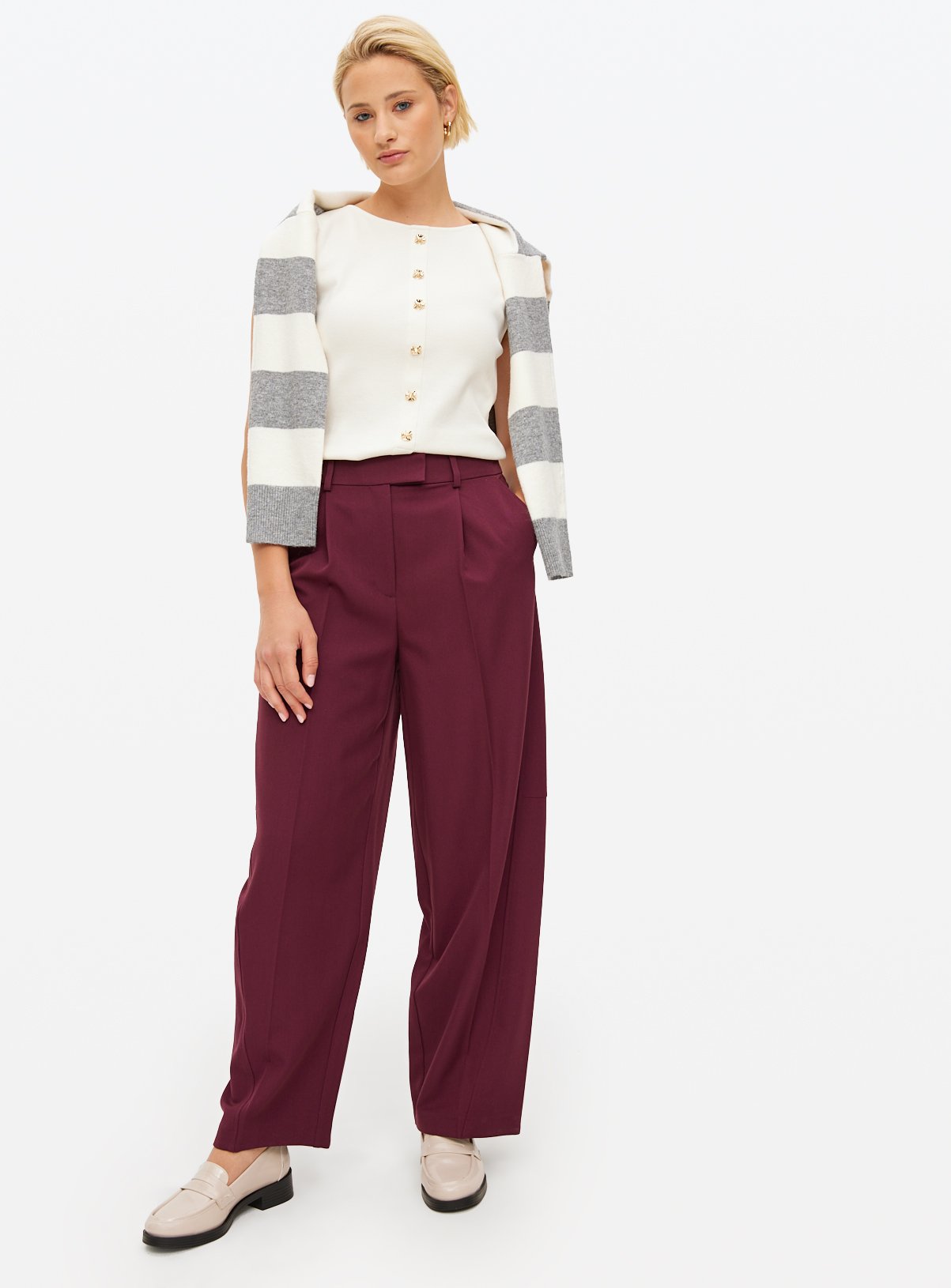 Balloon Leg Tailored Trousers 