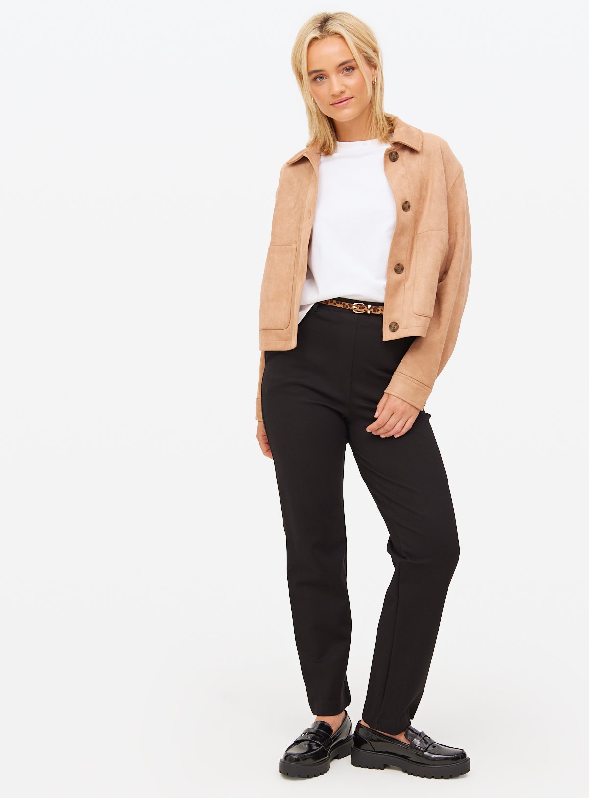 Black Tailored Straight Leg Ponte Trousers  12S