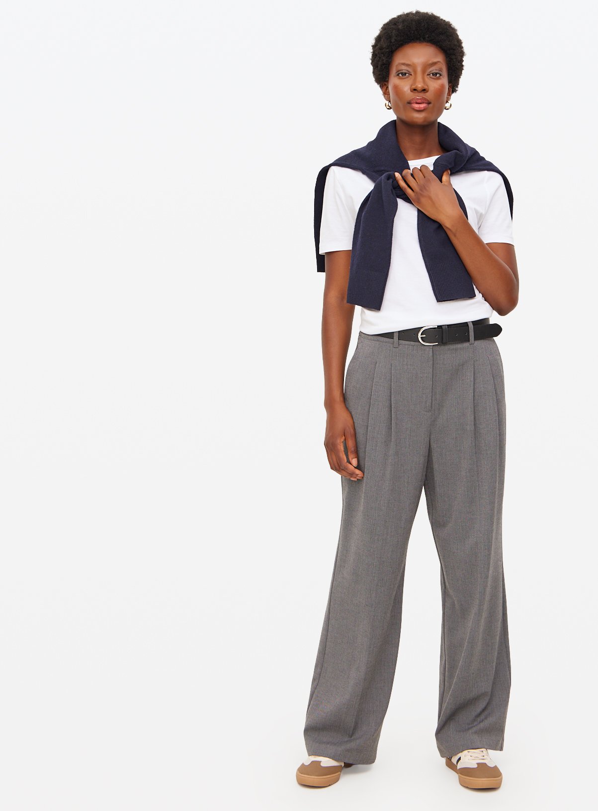 Grey Tailored Pleated Wide Leg Co-ord Trousers