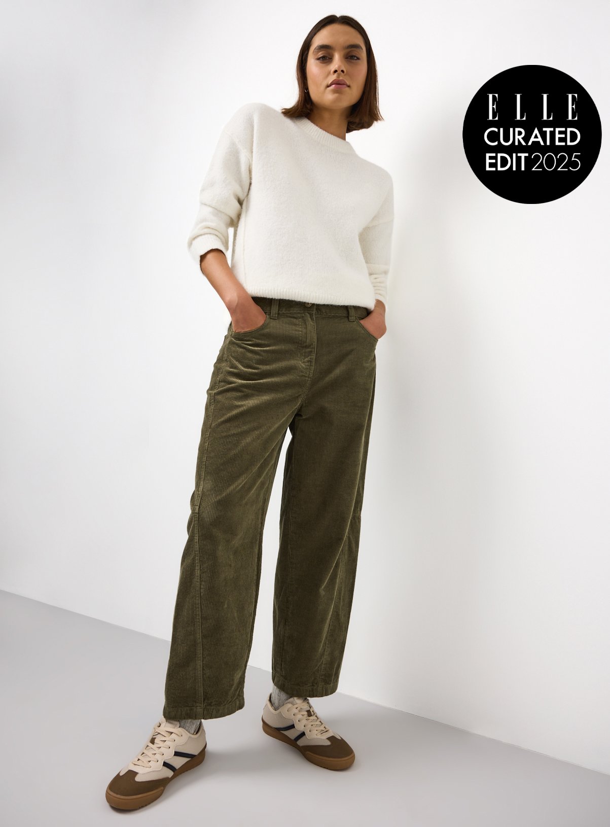 Corduroy Relaxed Barrel Leg Trousers 