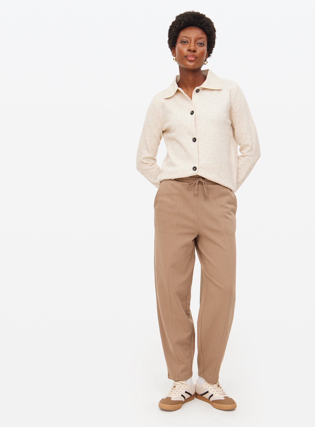 Taupe Co-ord Barrel Leg Joggers S