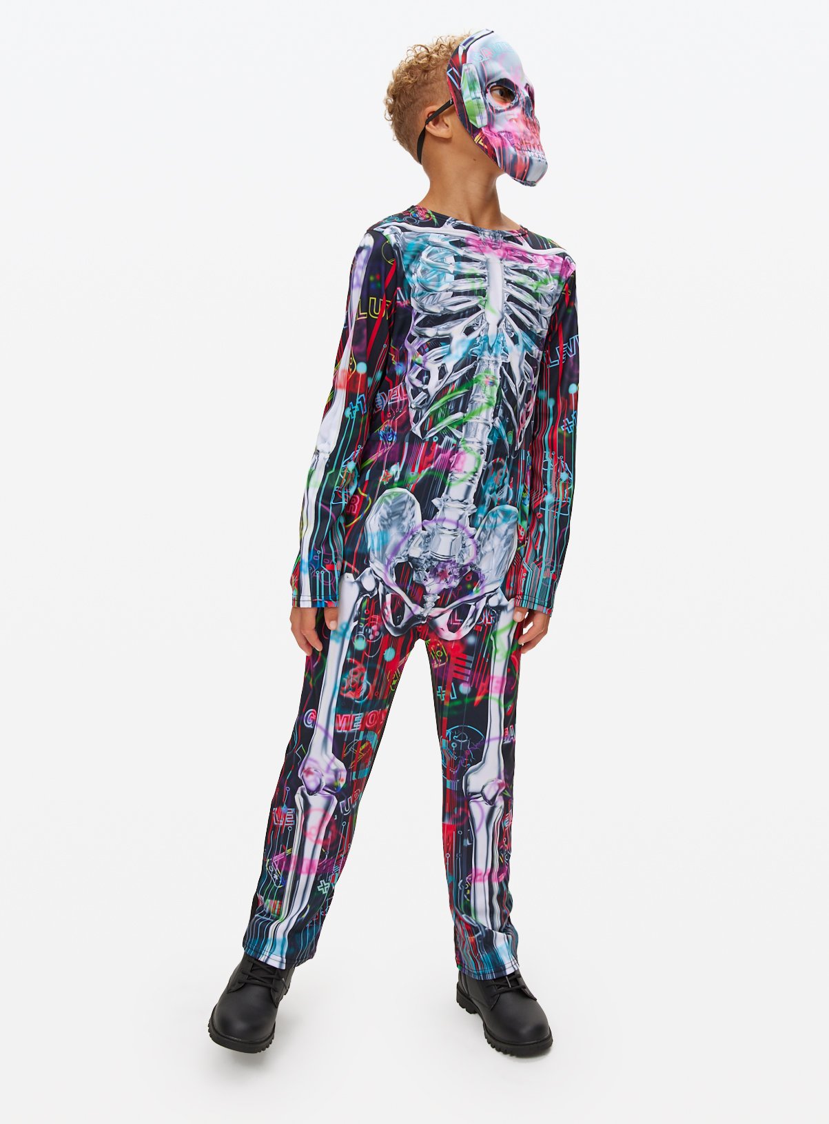 Halloween Glow In The Dark Skeleton Fancy Dress Costume 