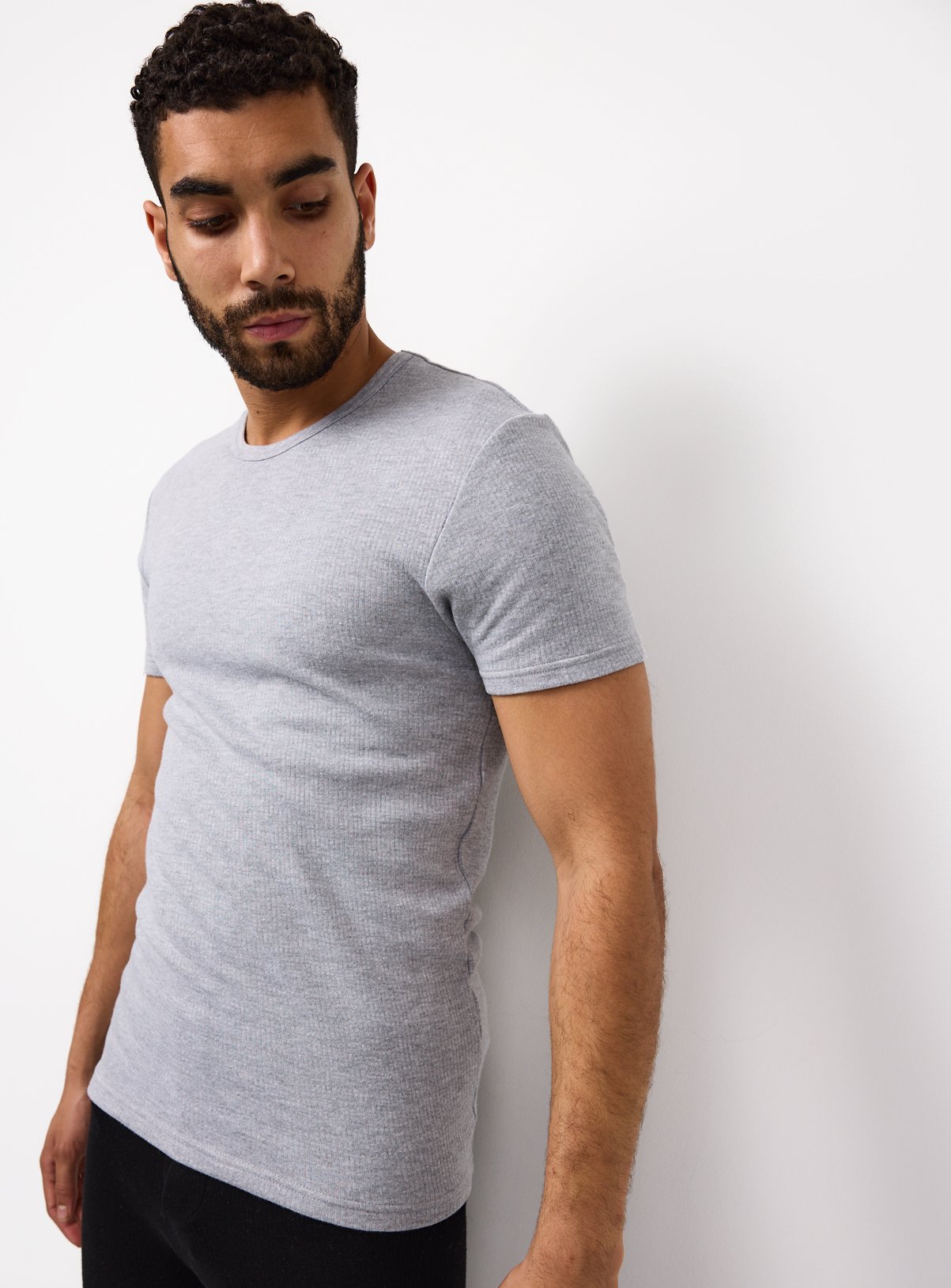 Grey Maximum Warmth Thermal Ribbed T-Shirt XL