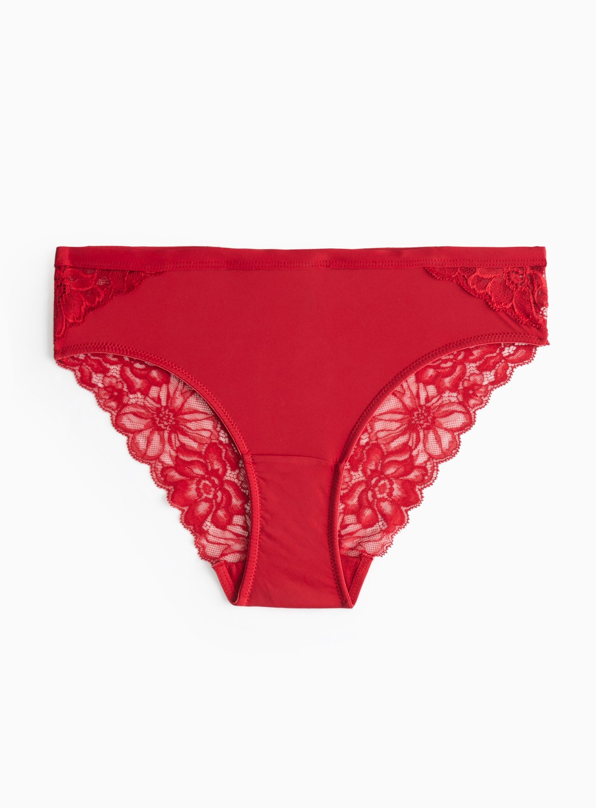 Red Floral Lace Brazilian Knickers 