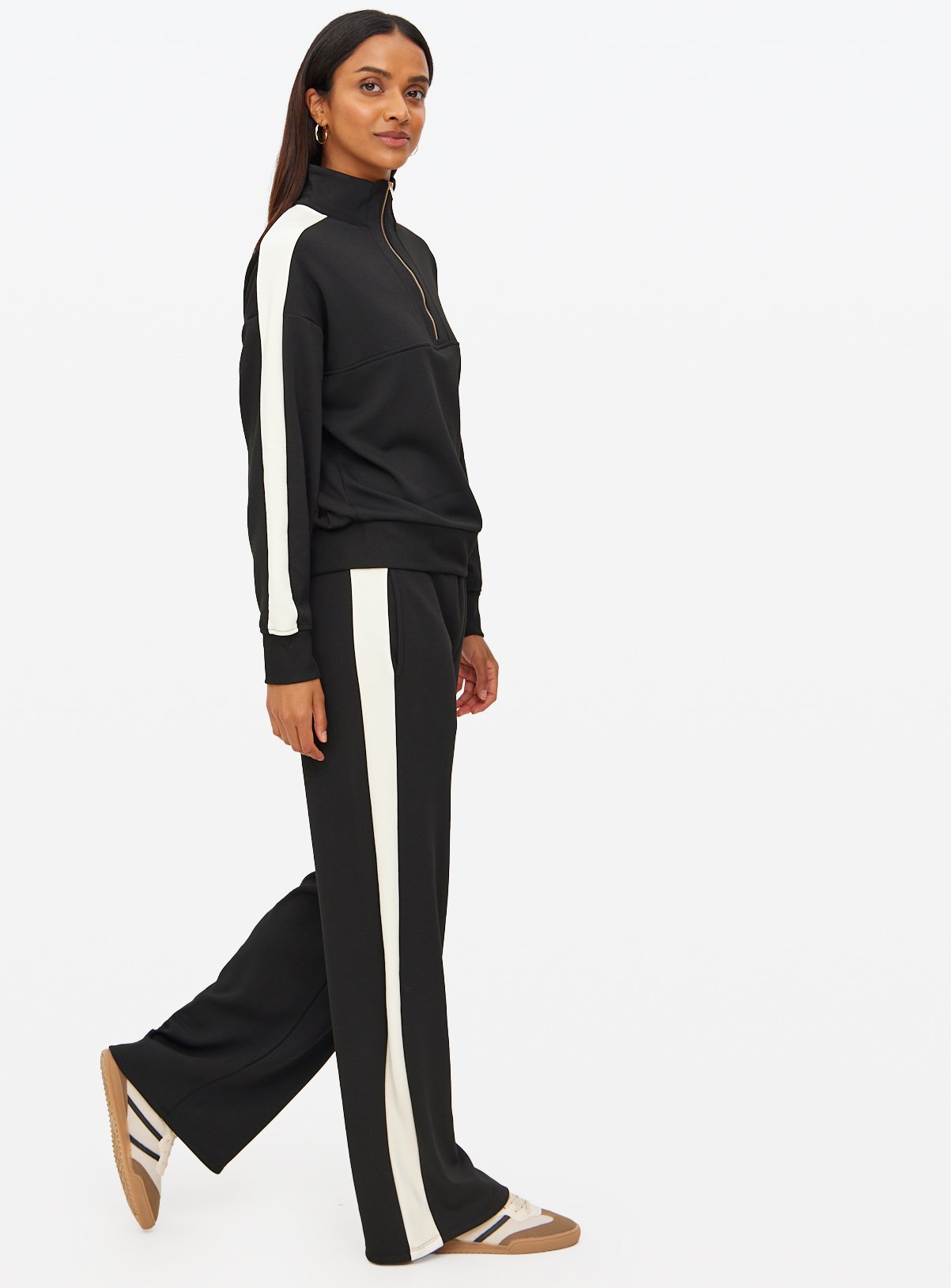 Black Side Stripe Wide Leg Co-ord Joggers  