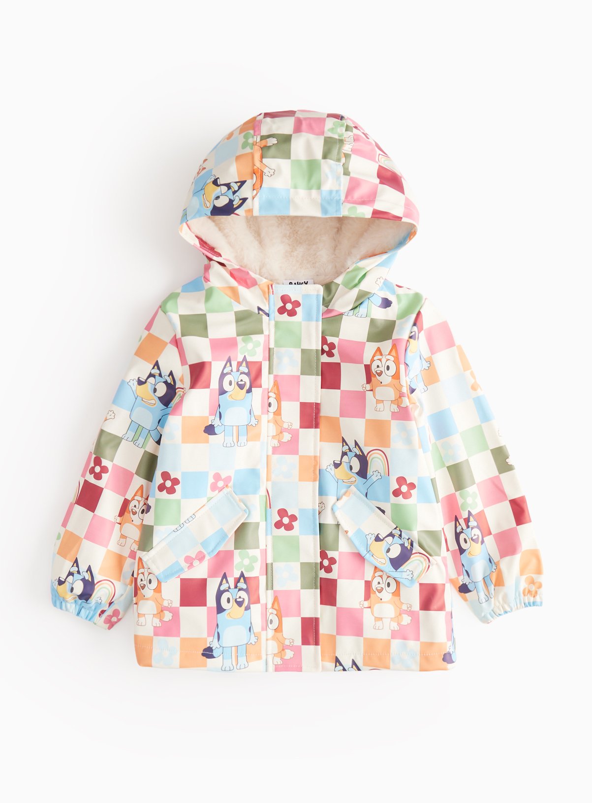 Bluey Chequer Floral Print Rubberised Rain Mac 